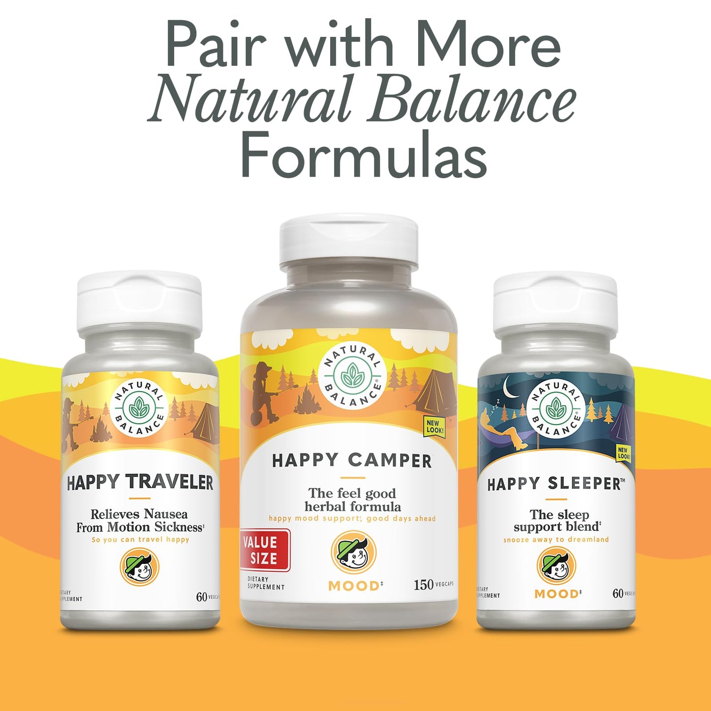 Natural Balance Happy Traveler Travel Essentials Nausea Relief from Motion Sickness with Ginger Root, Peppermint, Vitamin B6 and Magnesium Capsule, 60 Count