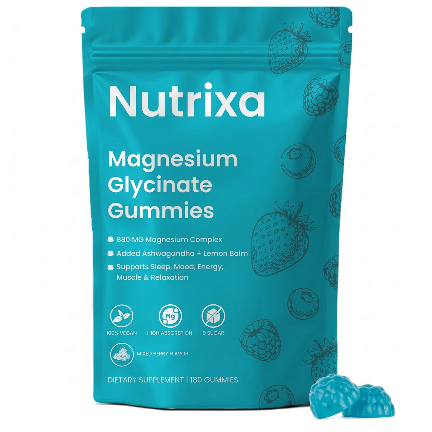 Nutrixa Magnesium Glycinate Gummies 880mg Magnesium Complex, 180 Count