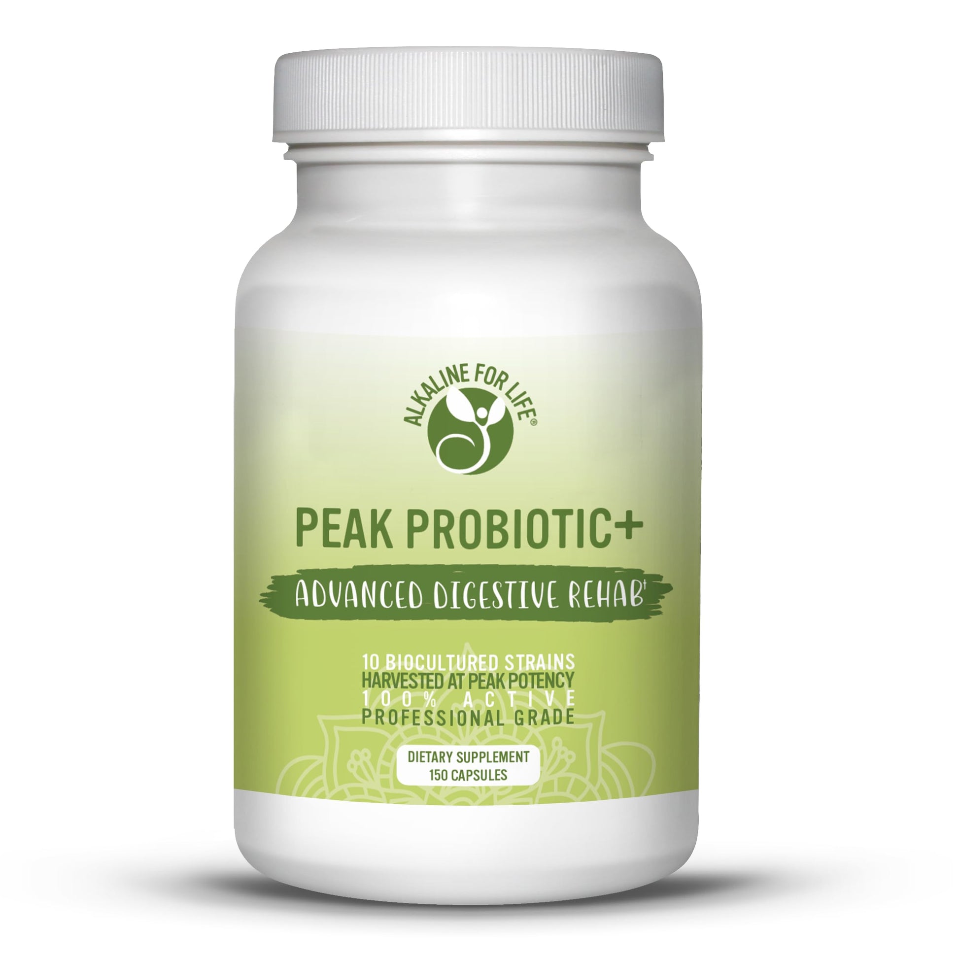 Alkaline for Life Peak Probiotic+ 7.5 Billion CFU, 10 Live Cultures, Daily, 150 Capsules