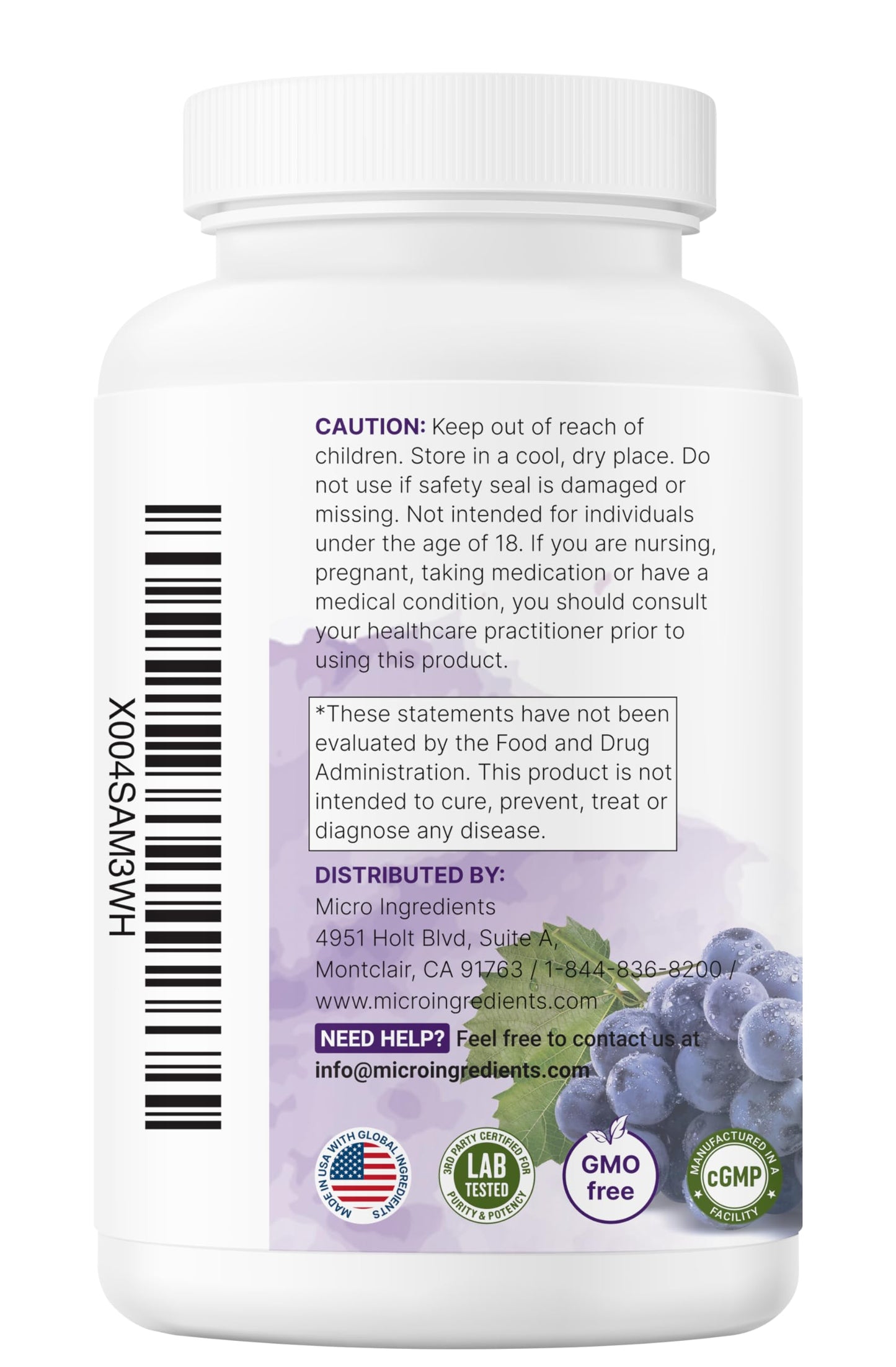 Micro Ingredients Grape Seed Extract Capsules, 240