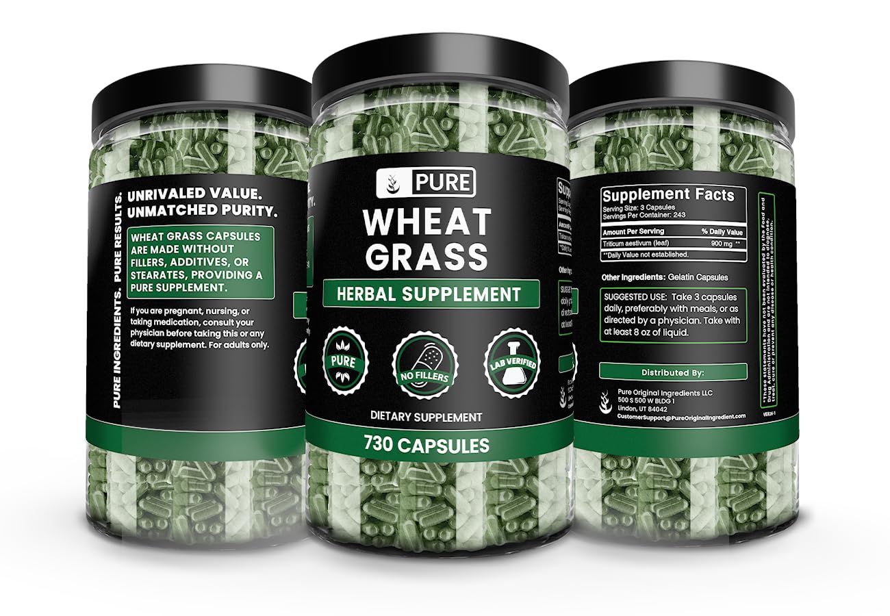 Pure Original Ingredients Wheat Grass Capsules 730 Count