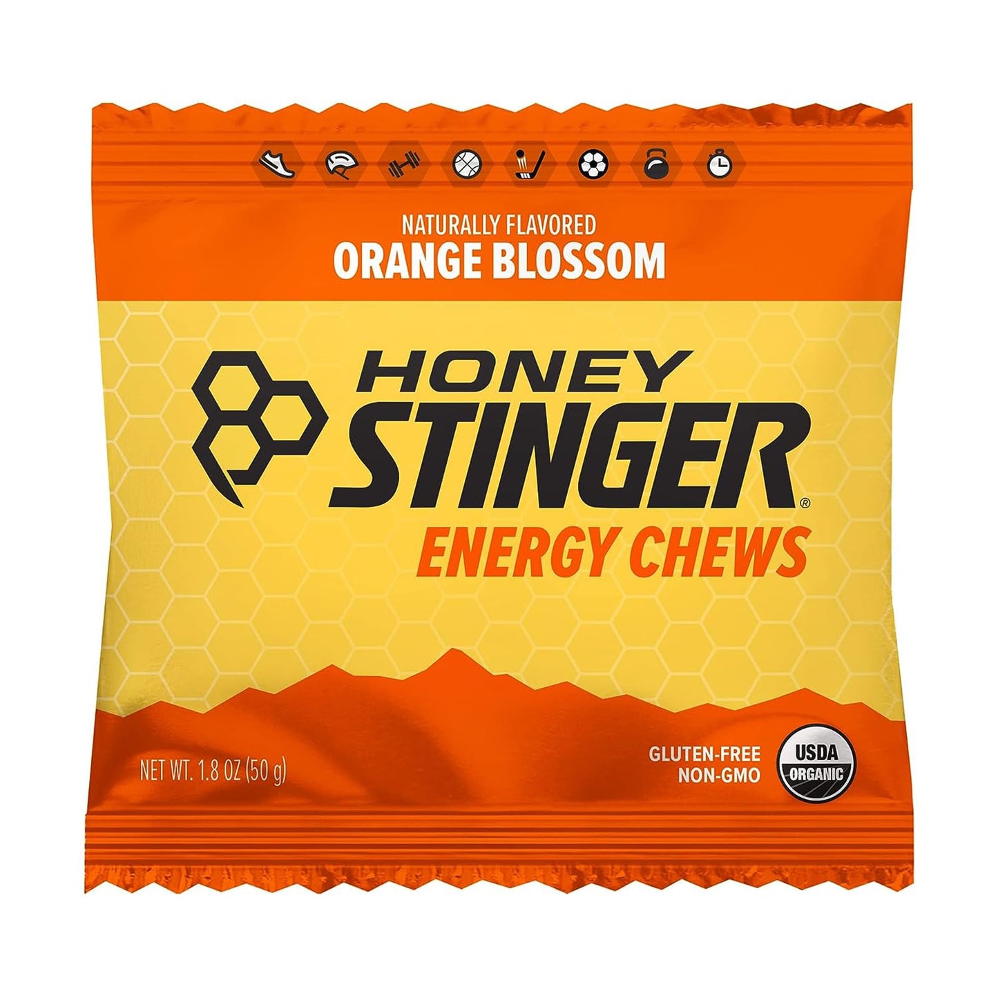 Honey Stinger Organic Orange Blossom Energy Chews Gummies, 12 Pack, 1.8 oz Each