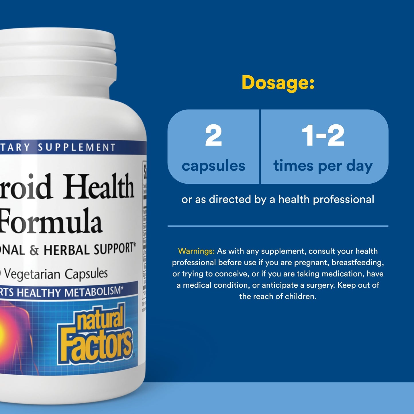 Natural Factors Thyroid Health Formula, Nutritional and Herbal Support Capsule, 60 Capsules