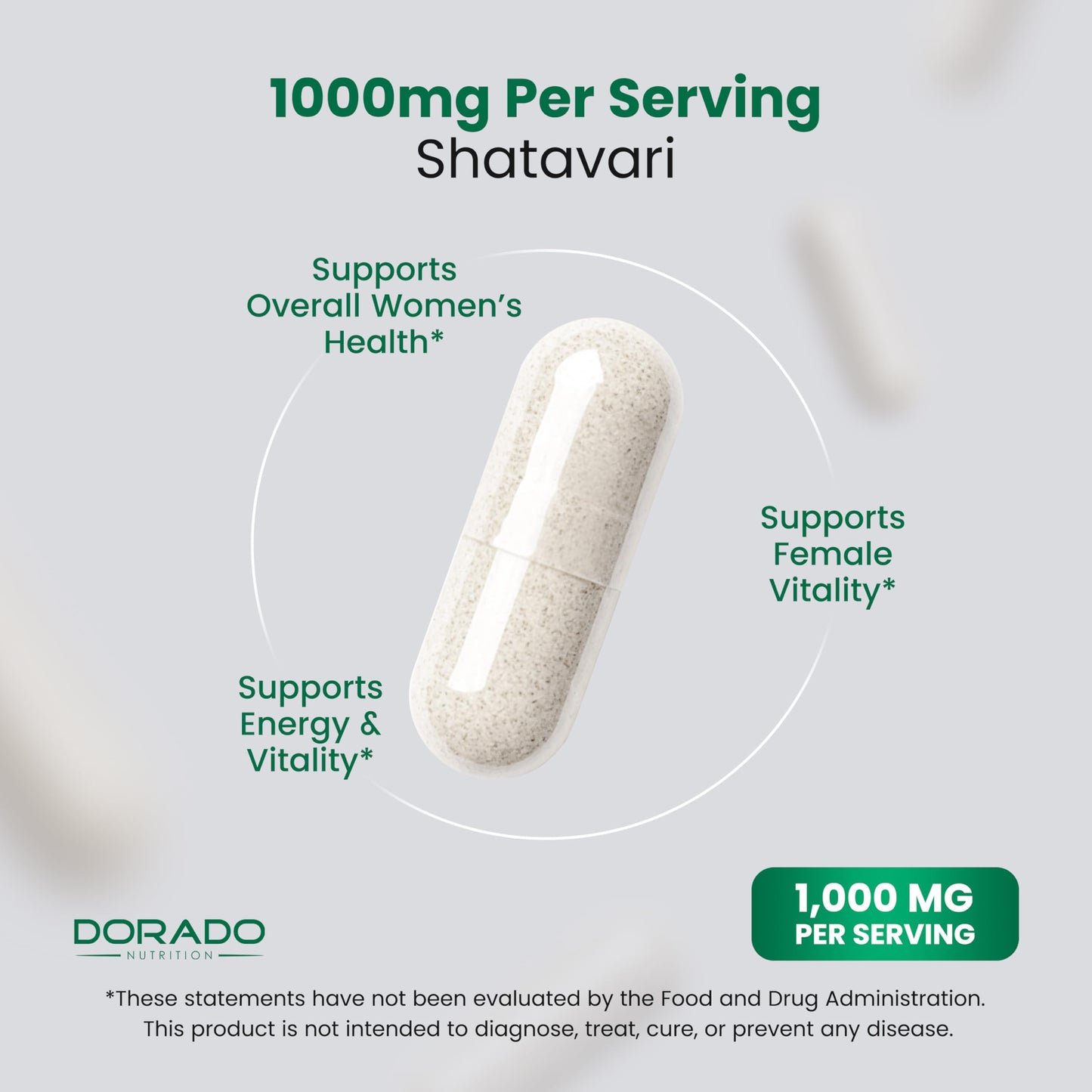 DORADO NUTRITION Organic Shatavari Capsules 180 Count