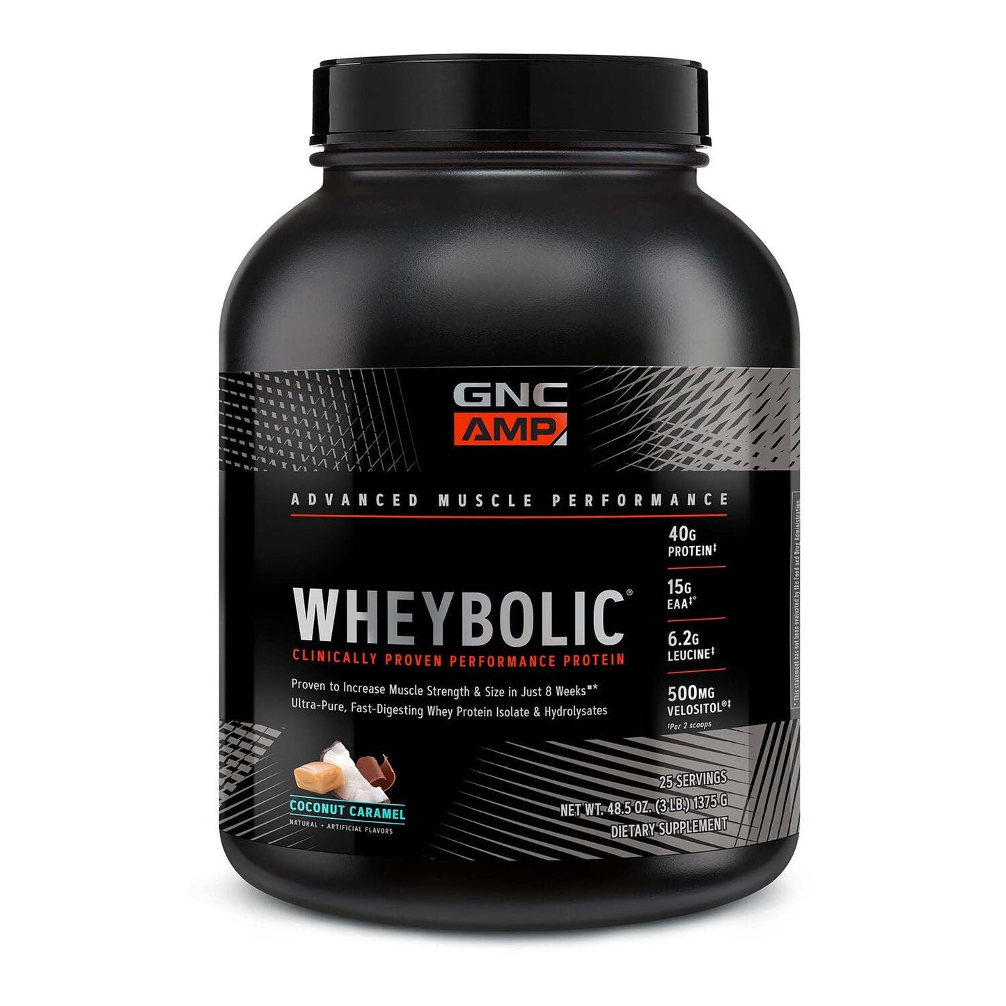 GNC AMP Wheybolic Coconut Caramel Whey Protein Powder 48.5