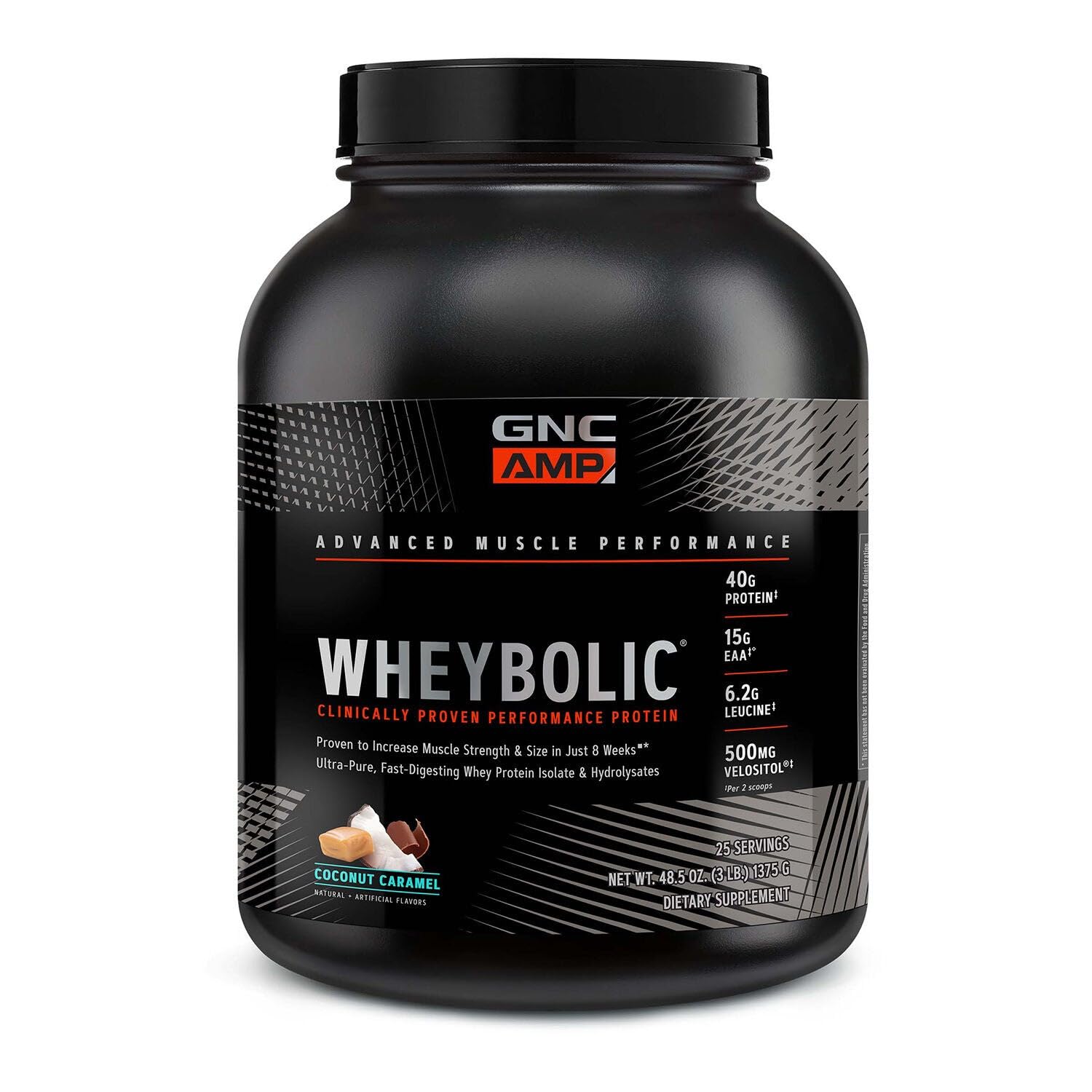 GNC AMP Wheybolic Coconut Caramel Whey Protein Powder 48.5
