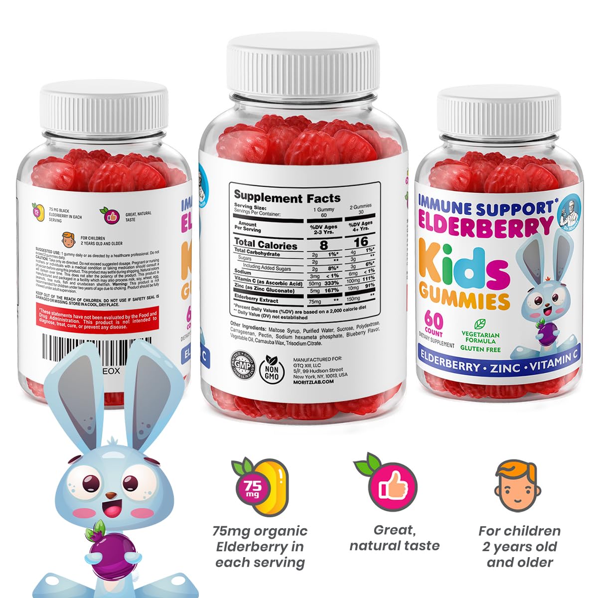 DR. MORITZ Elderberry Gummies for Kids & Toddlers - 50 Gummies