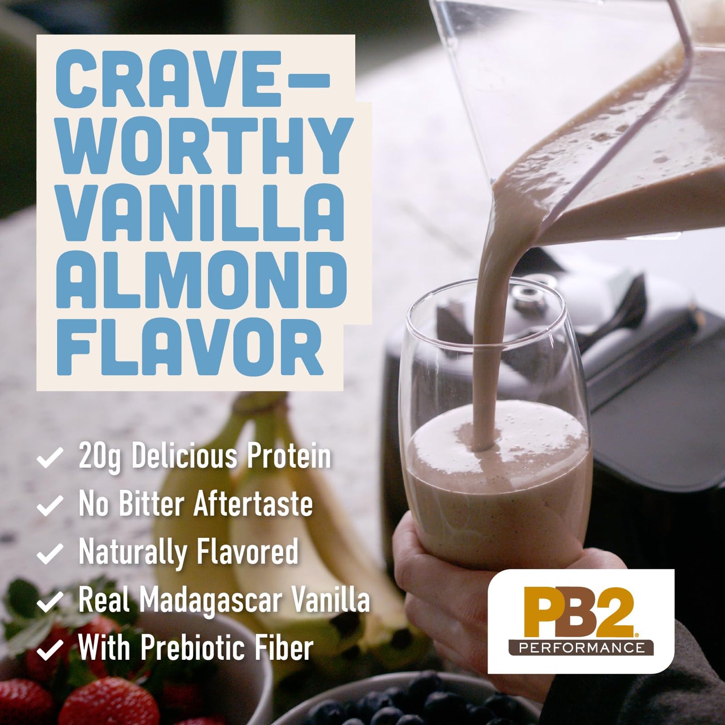 PB2 Performance Almond Plant Based Vegan Protein Powder, 16 Servings