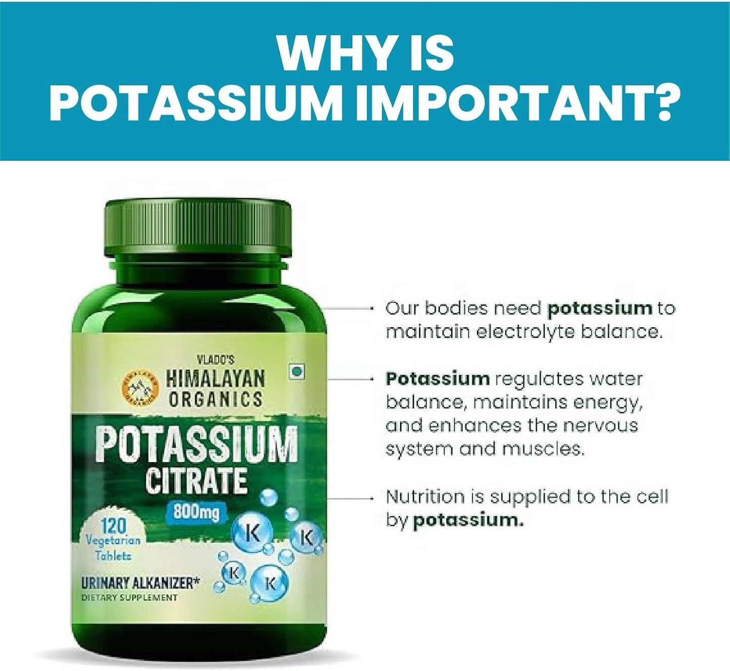 Generic Potassium Citrate 800mg Supplement Tablet, 1 Tablet