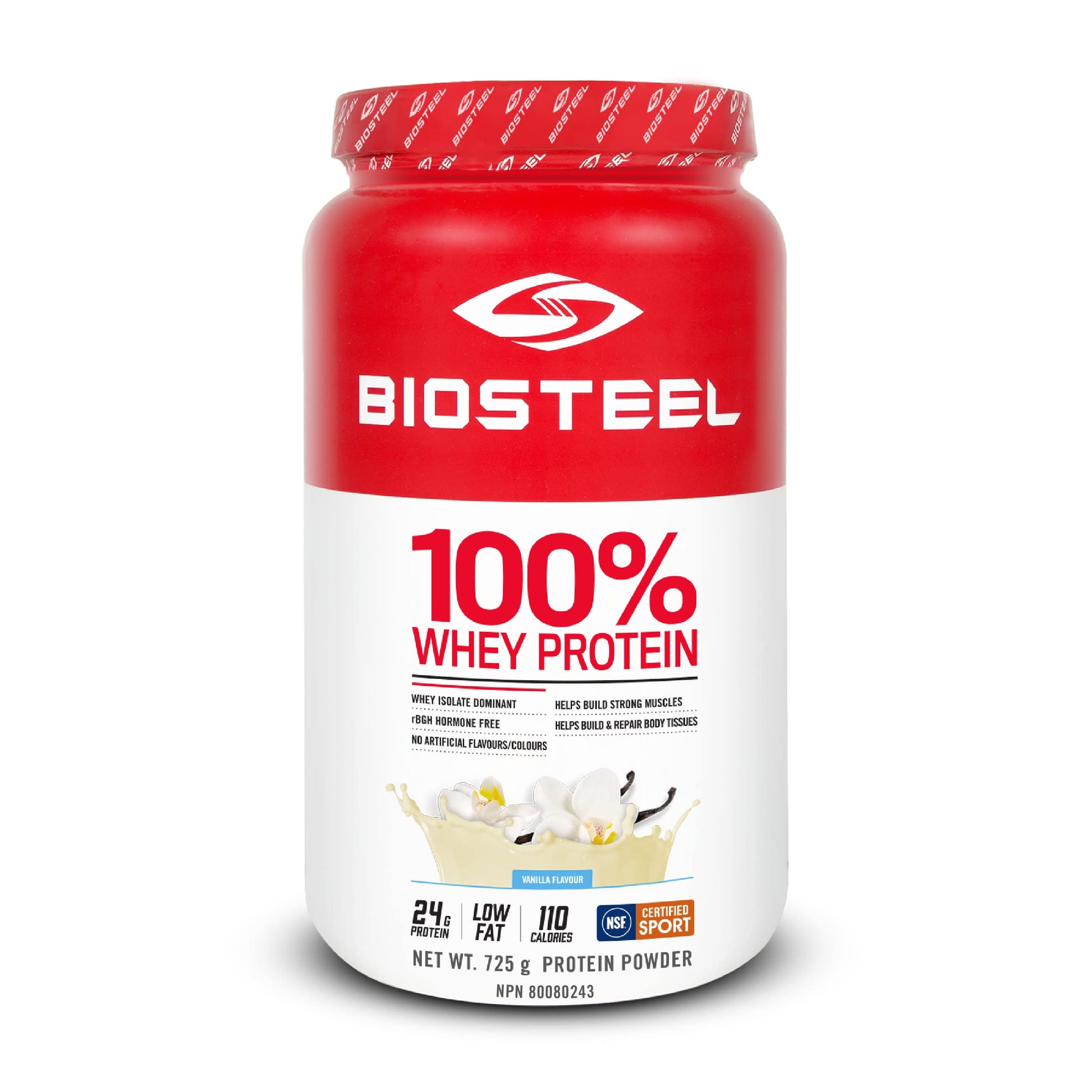 BIOSTEEL Sports Vanilla 100% Whey Protein Powder, 25.57 oz
