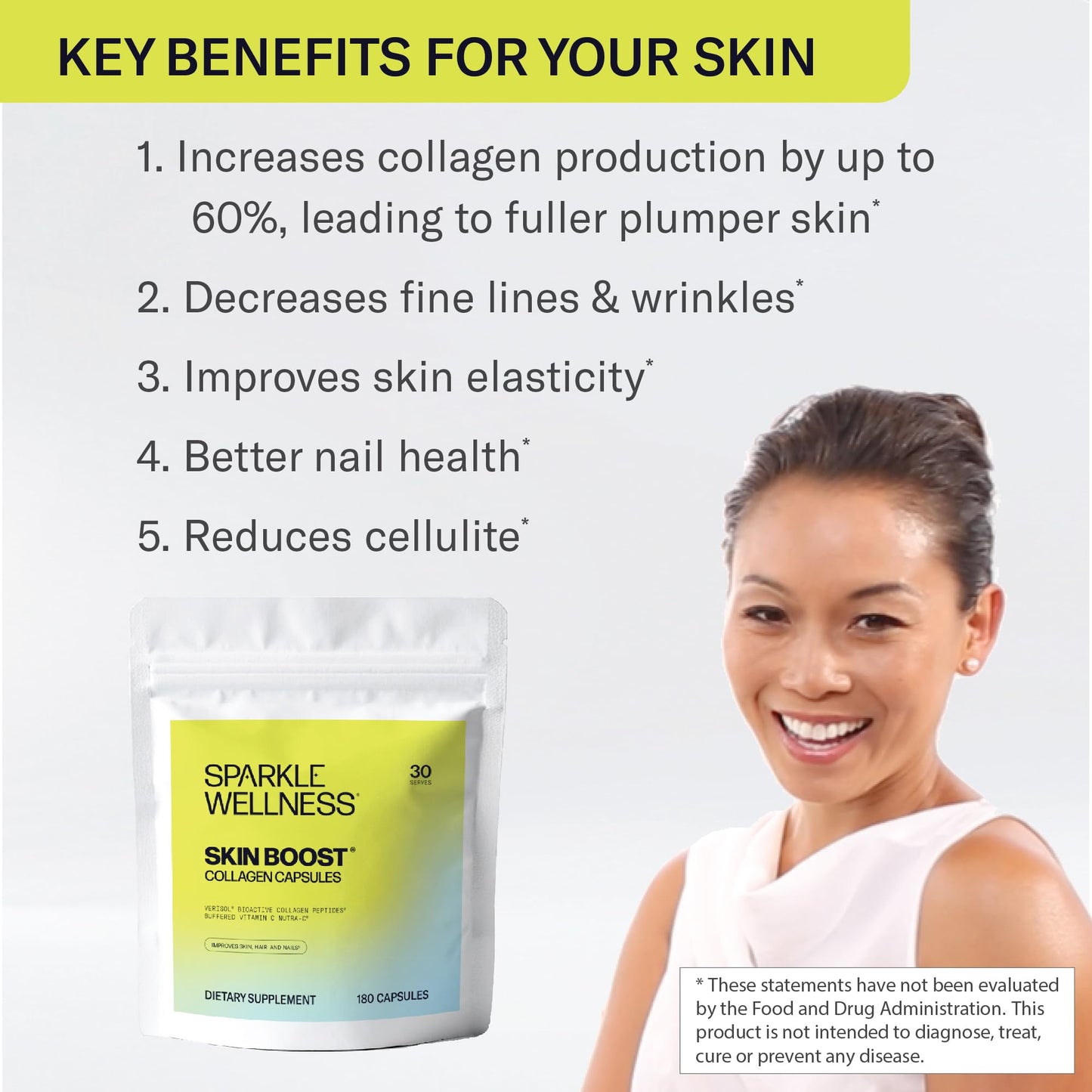 Sparkle Wellness Skin Boost Collagen Capsules, 180 Count