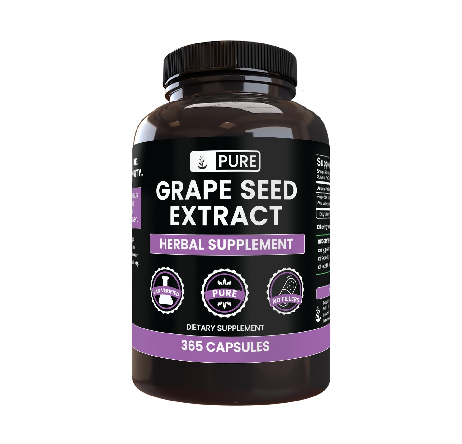 PURE ORIGINAL INGREDIENTS Grape Seed Extract 365 Capsules
