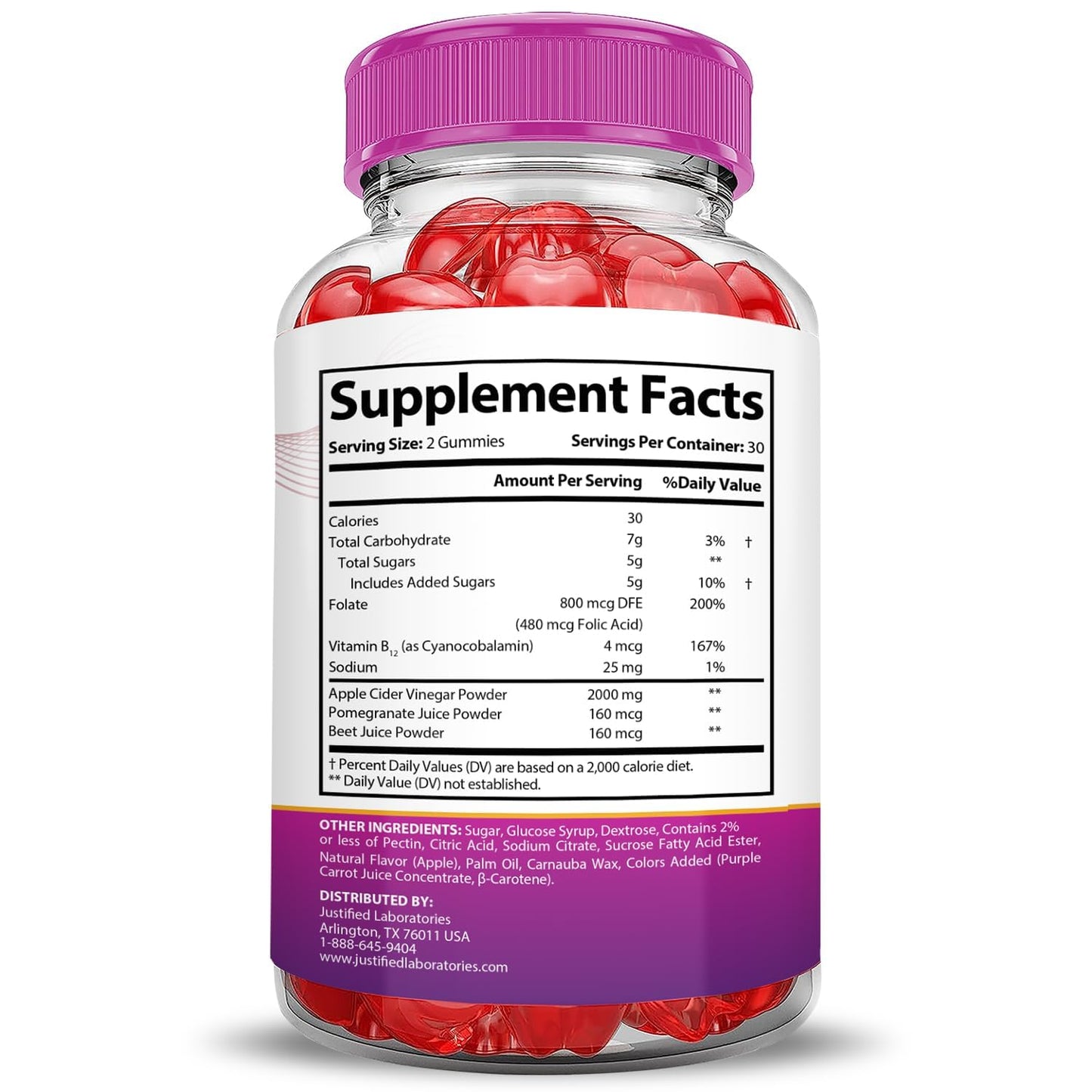 Justified Laboratories Ripped Results Keto ACV Gummies Extreme (2000 mg) Gummy 60