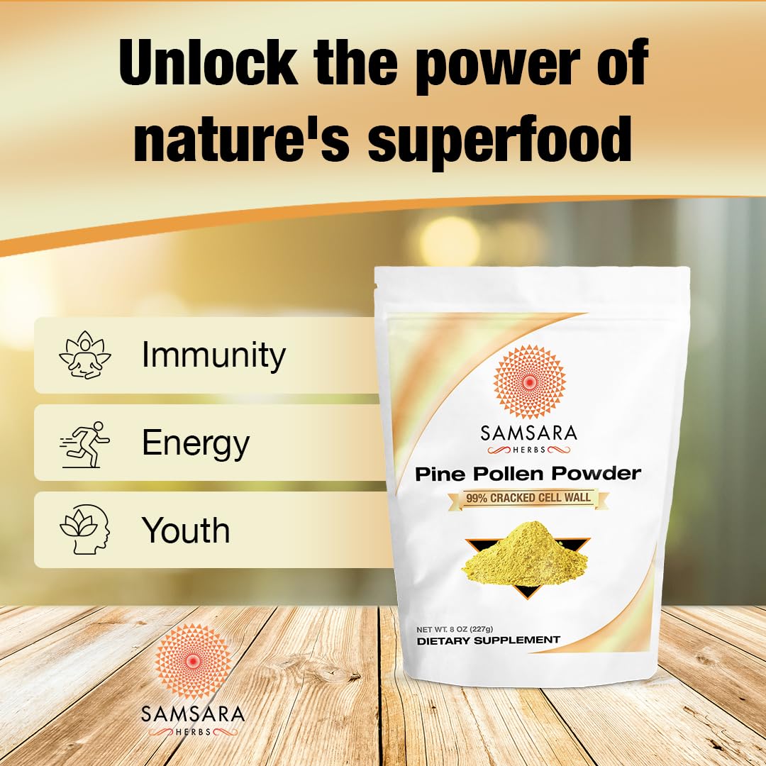Samsara Herbs Pine Pollen 20:1 Concentrated Extract Powder, 4 Ounce