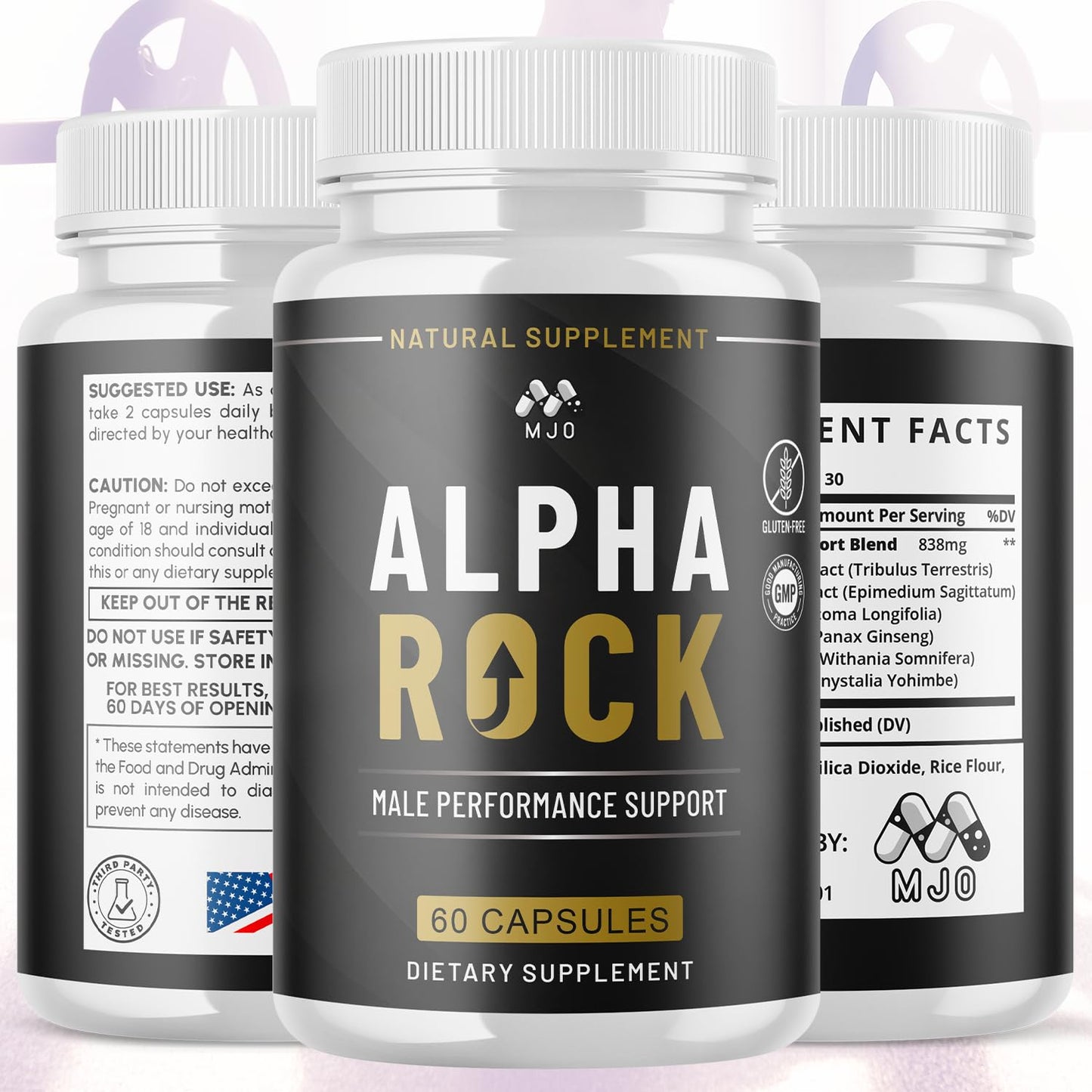 MJO Alpha Rock Male Performance Capsules, 300 Capsules