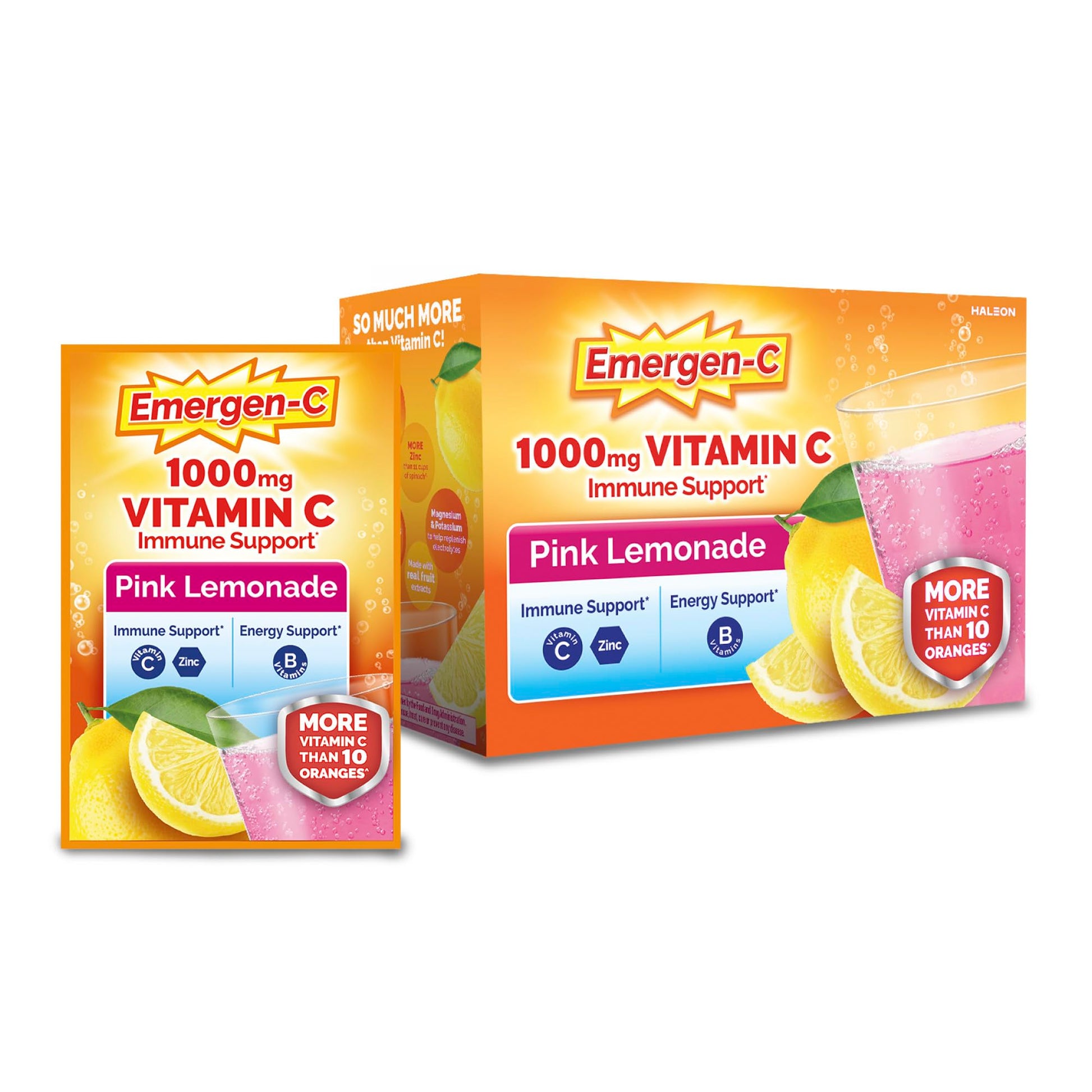 Emergen-C Vitamin C 1000mg Immune Support Powder Pink Lemonade 30 Count