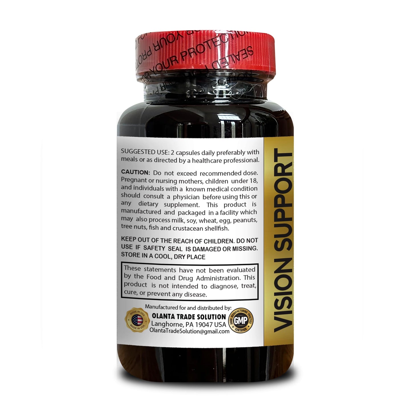 OLANTA TRADE SOLUTION Lutein for Eyes Organic - Vision Support Natural Complex - Vision Support Supplement for Eye Health, Eye Vitamin and Mineral Supplement with Antioxidant 60 Capsules