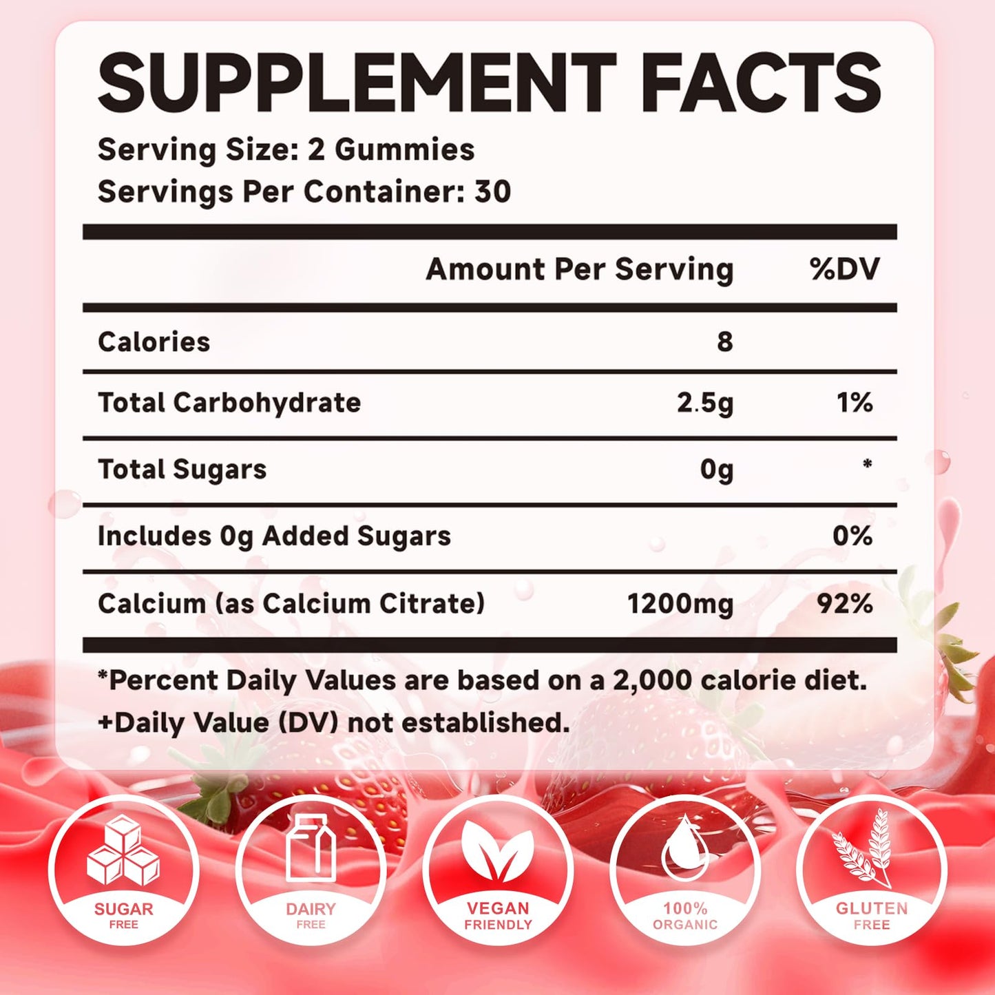 MEENCCD Calcium Citrate Gummies 1200mg, 60 Count