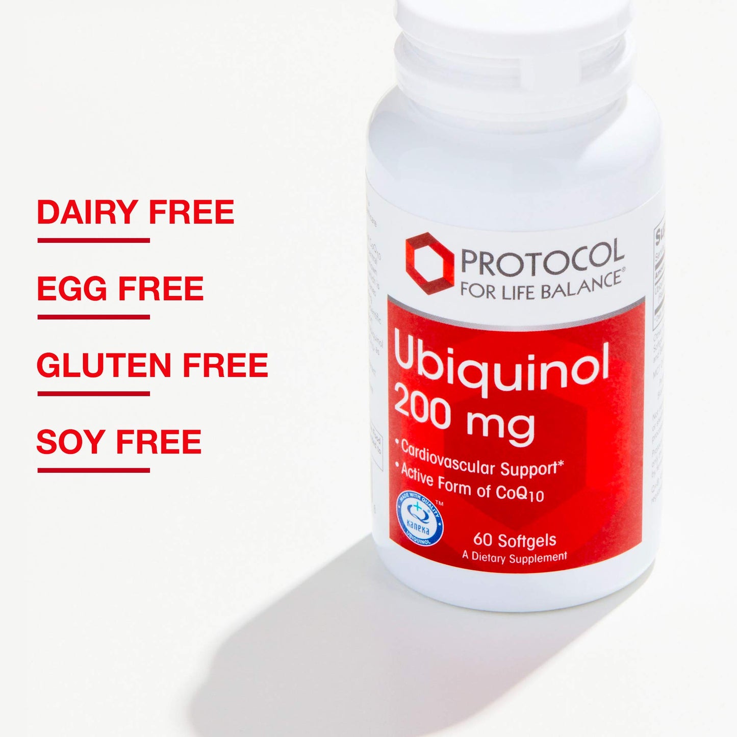 Protocol for Life Balance Ubiquinol 200mg Bioavailable CoQ10 Softgels, Heart Health Support, Oxidative Stress Quencher, Soy Free & Dairy Free, 60 Softgels