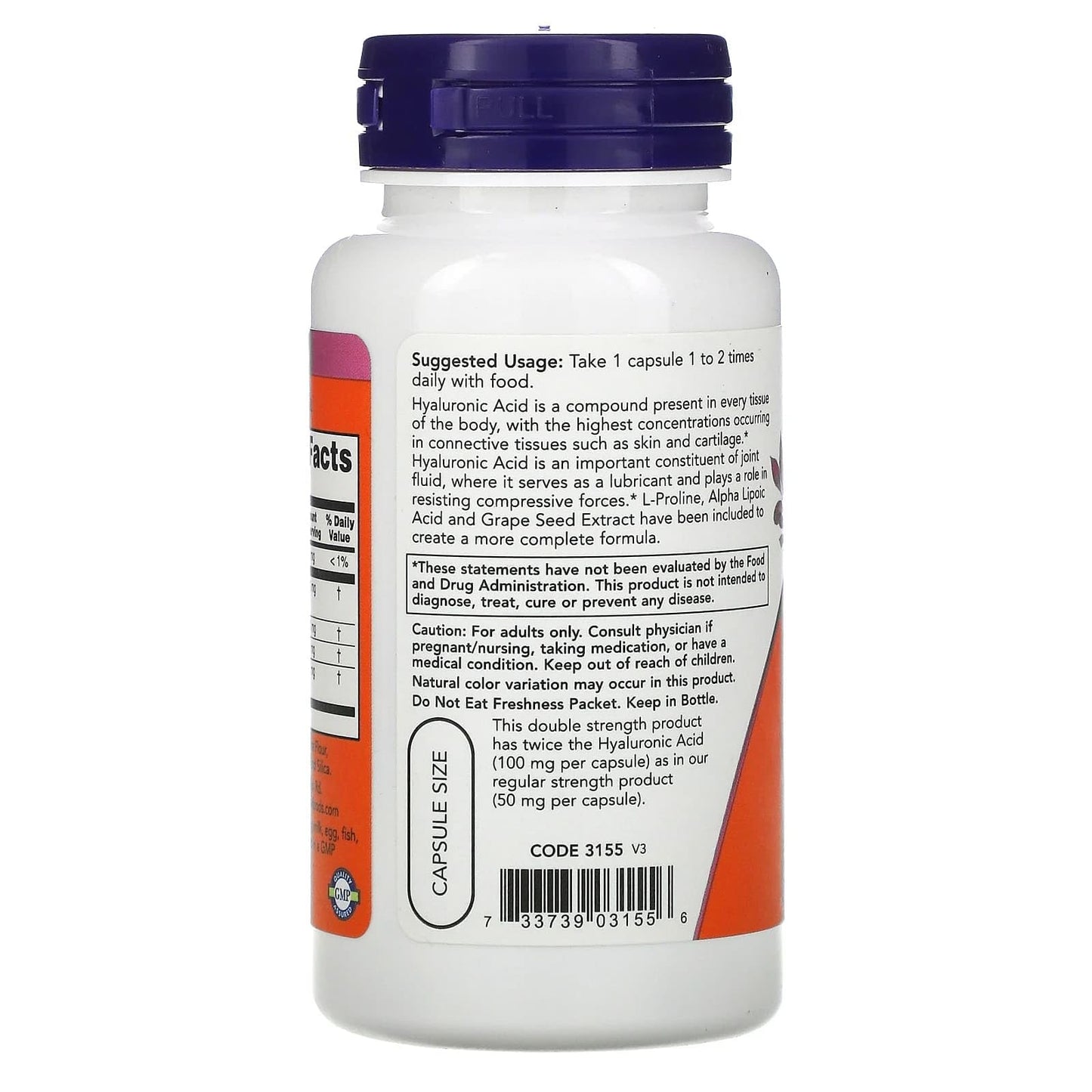 NOW Foods Hyaluronic Acid 100mg Capsule 120 VegiCaps