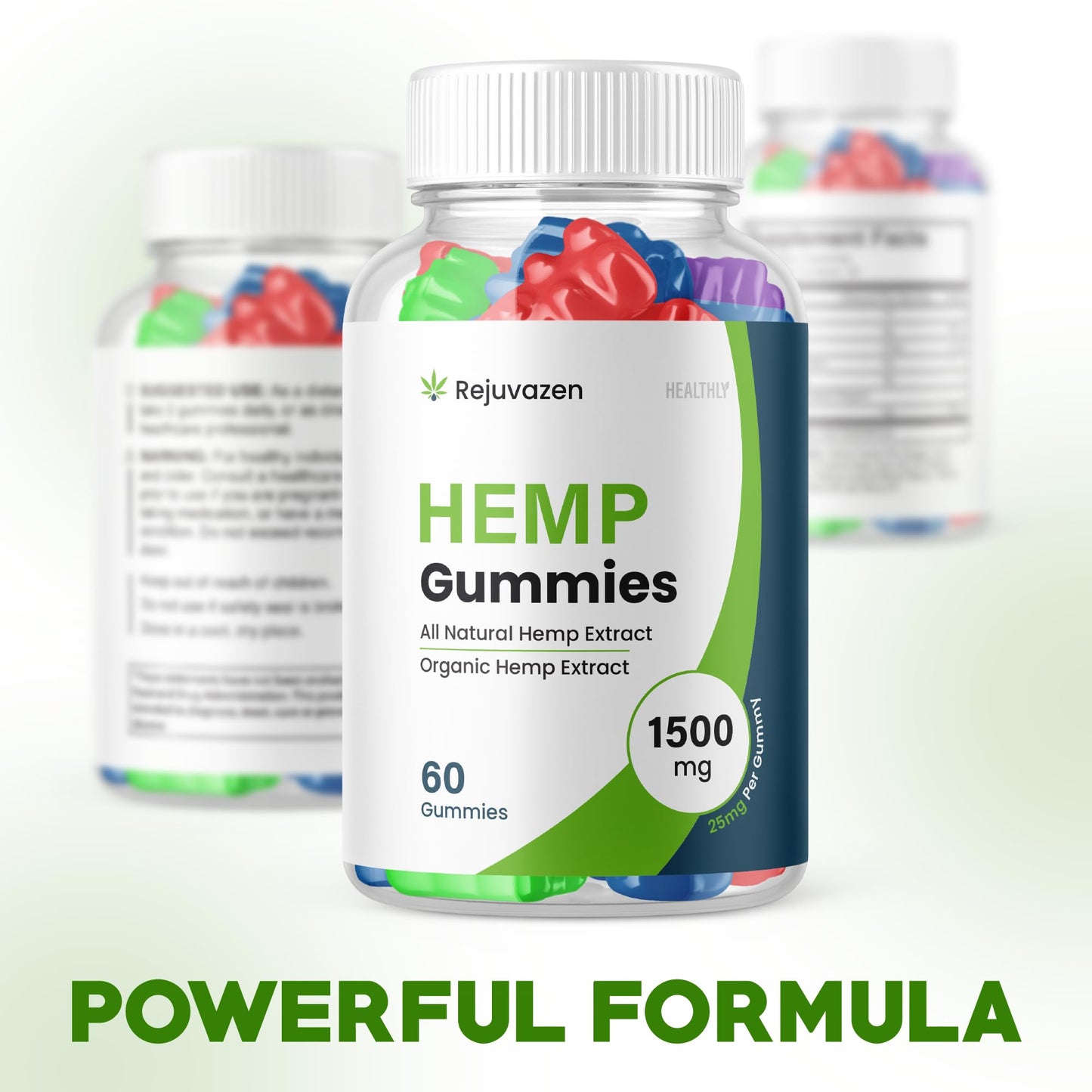 Purvia Rejuvazen Hemp Gummies Blood Pressure & Sugar Formula, 25 mg per Gummy, 1500 mg per Pack, 300 Gummies