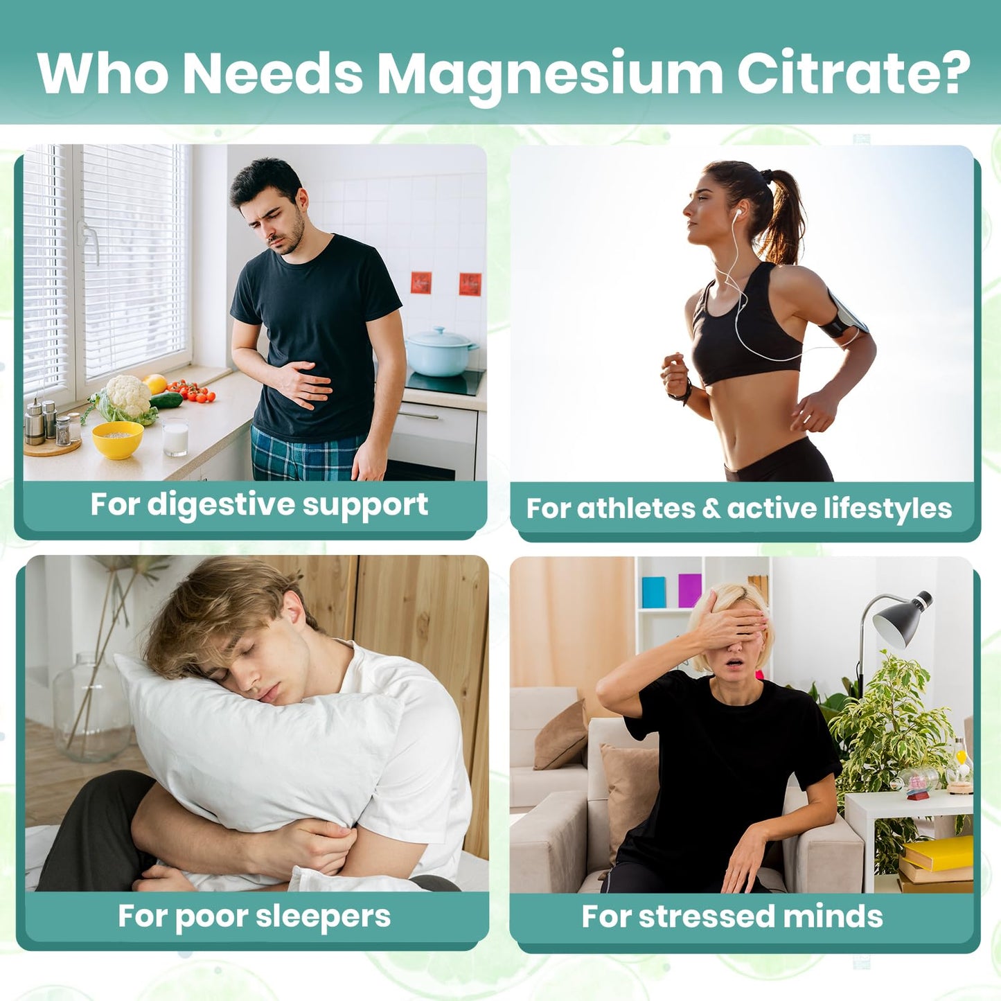Arofum Magnesium Citrate Capsules for Constipation & Sleep Support, Vegan Magnesium Citrate Supplement with Vitamin B6 & L-Theanine for High Absorption, 120 Count