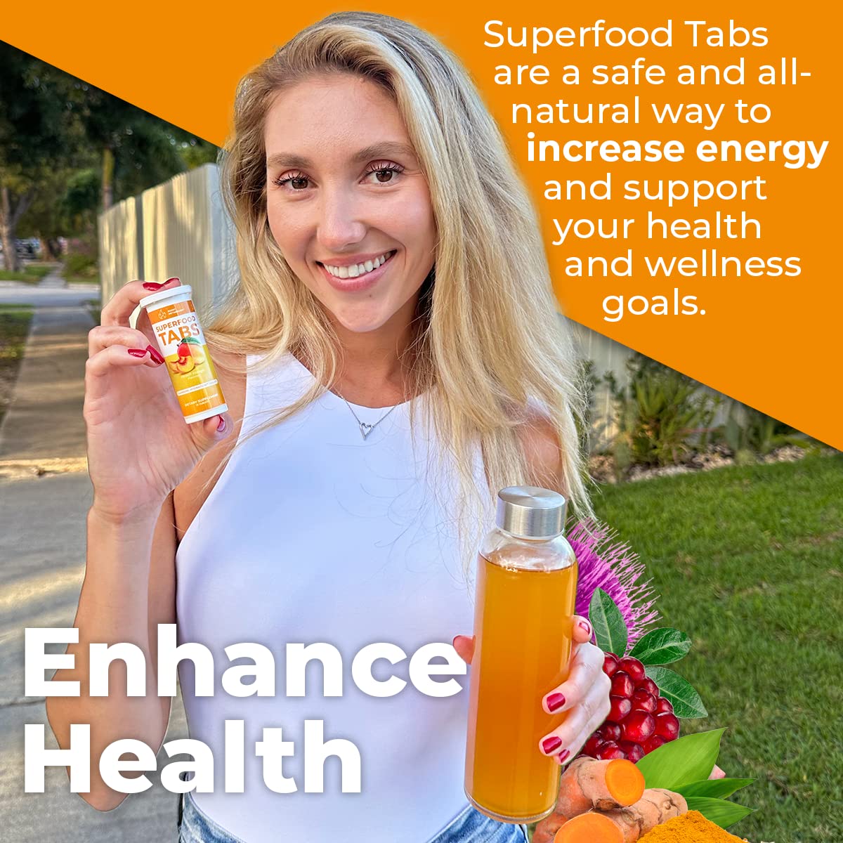 Superfood Tabs Anti-Bloat Cleanse Drink with 15 Superfoods Tablets, 60 Count