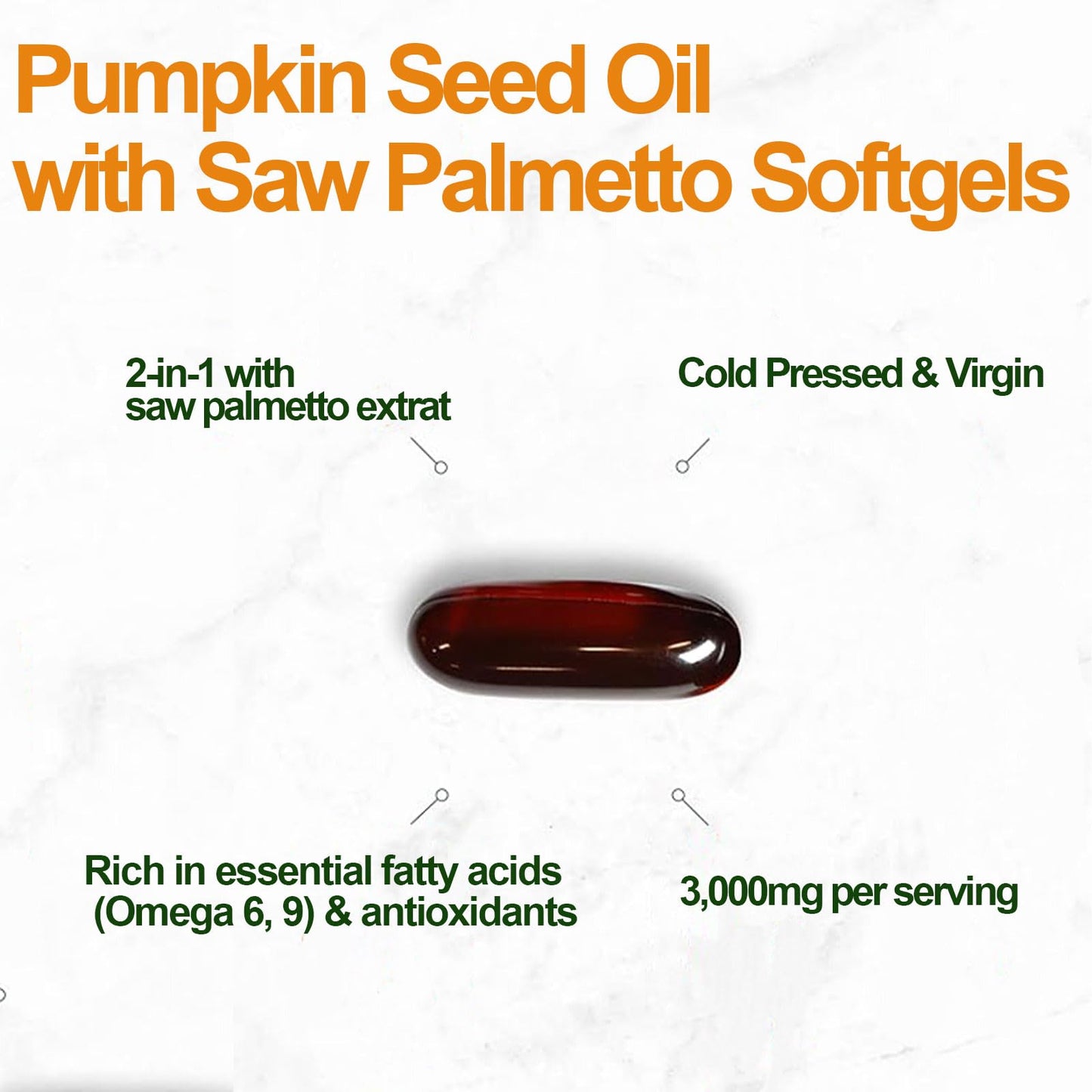 Zenbora Pumpkin Seed Oil with Saw Palmetto Softgels, 300 Count