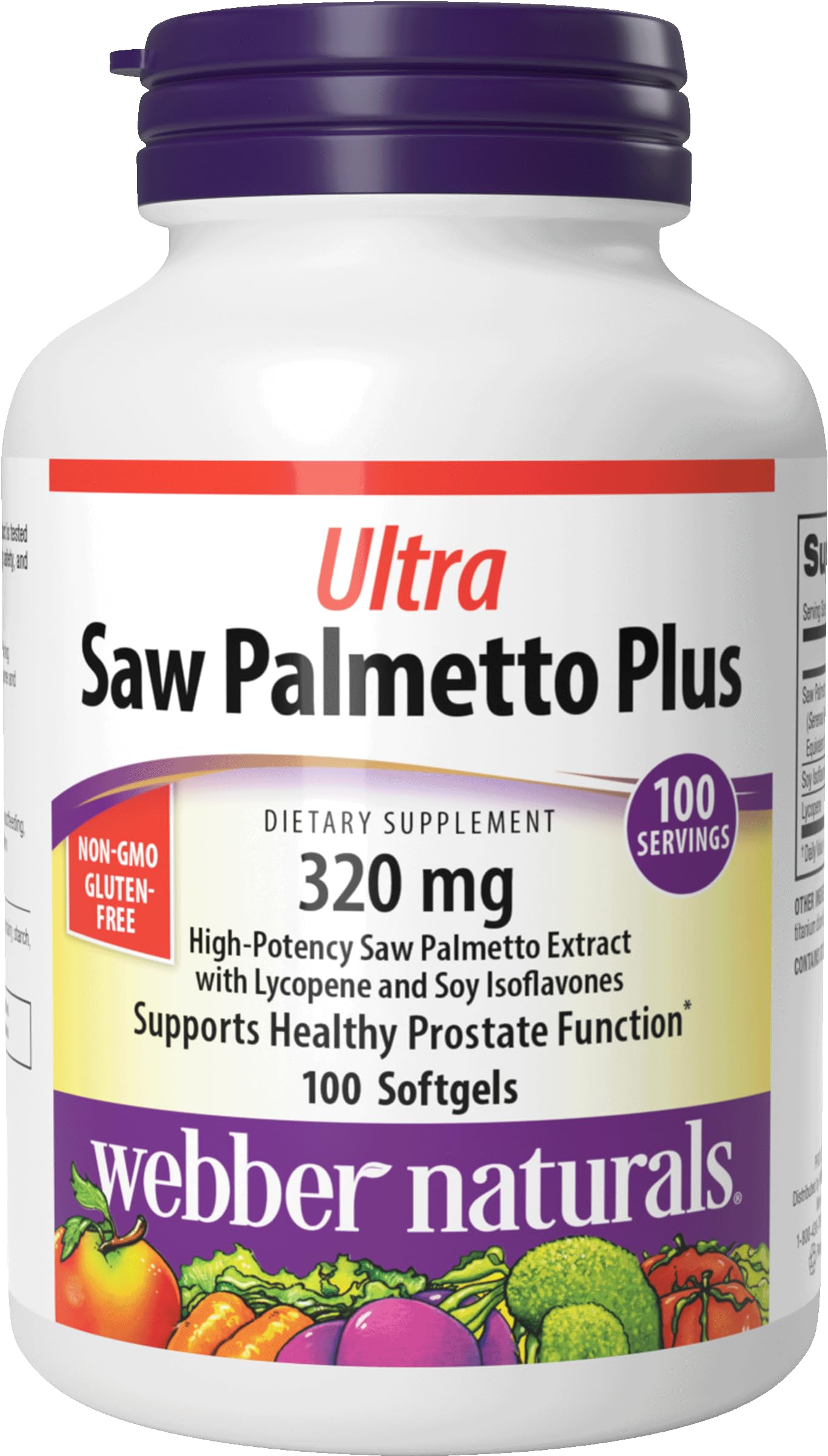 Webber Naturals Ultra Saw Palmetto for Men 320 mg Softgel, 100 Softgels
