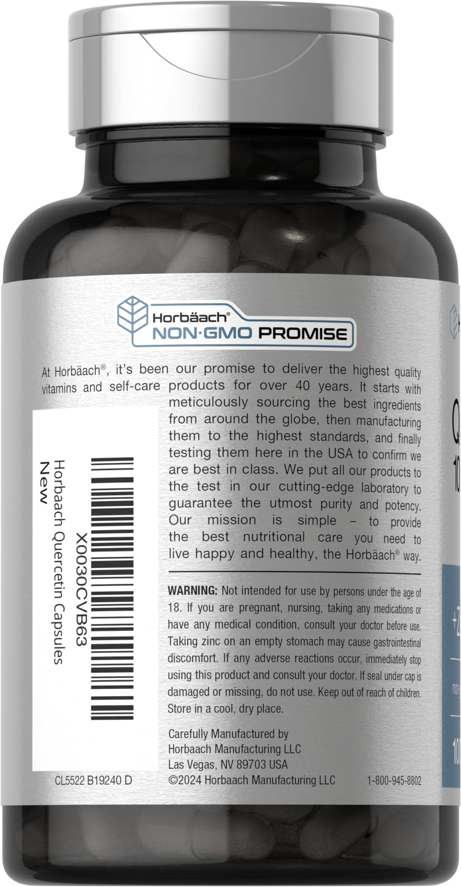 Horbäach Quercetin 1000mg Capsules, 100 Count