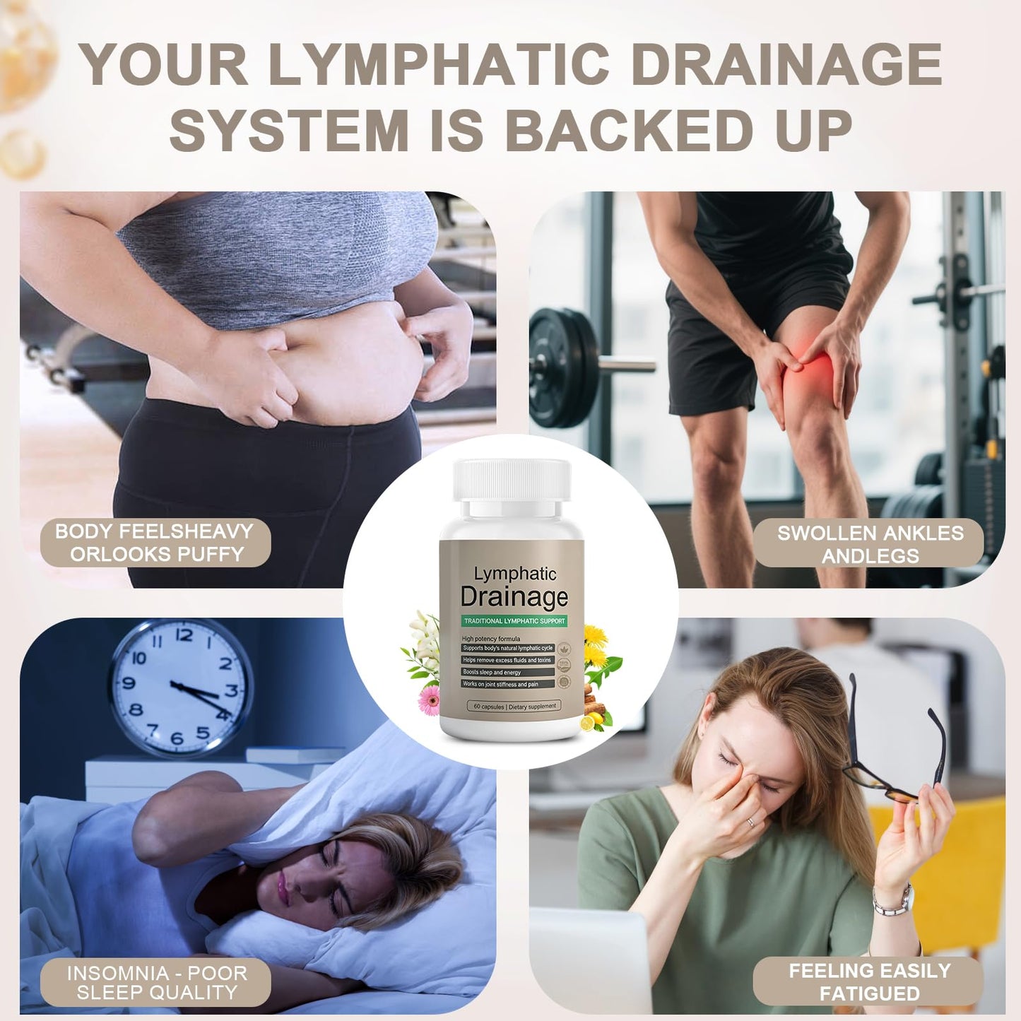 EOQIFJM Lymphatic Drainage Capsules, 60 Capsules