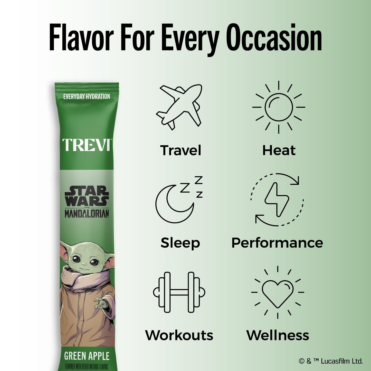 TREVI Electrolytes Powder Packets, Sugar Free Hydration Green Apple, Pack of 20