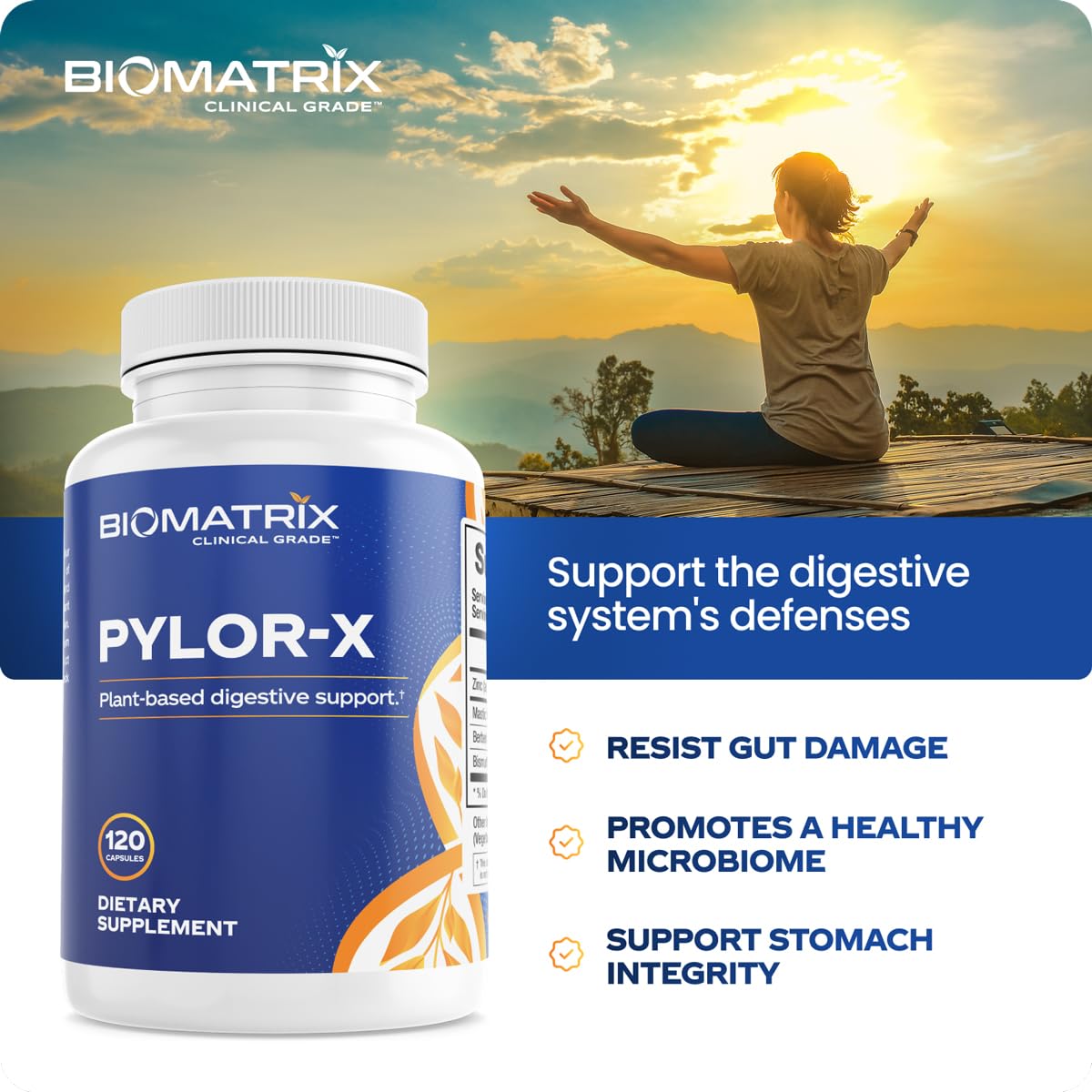 BioMatrix Pylor-X Gut Health Supplement Capsule 120 Count