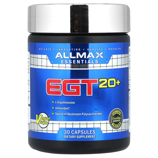 ALLMAX EGT20+ Athletic Performance and Recovery Supplement with L-Ergothioneine and Cordyceps, 30 Capsules