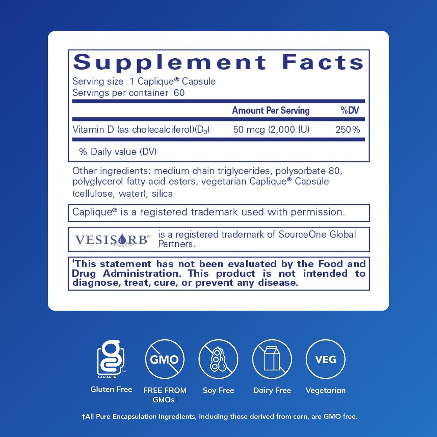 Pure Encapsulations Vitamin D3 VESIsorb, 60 Capsules