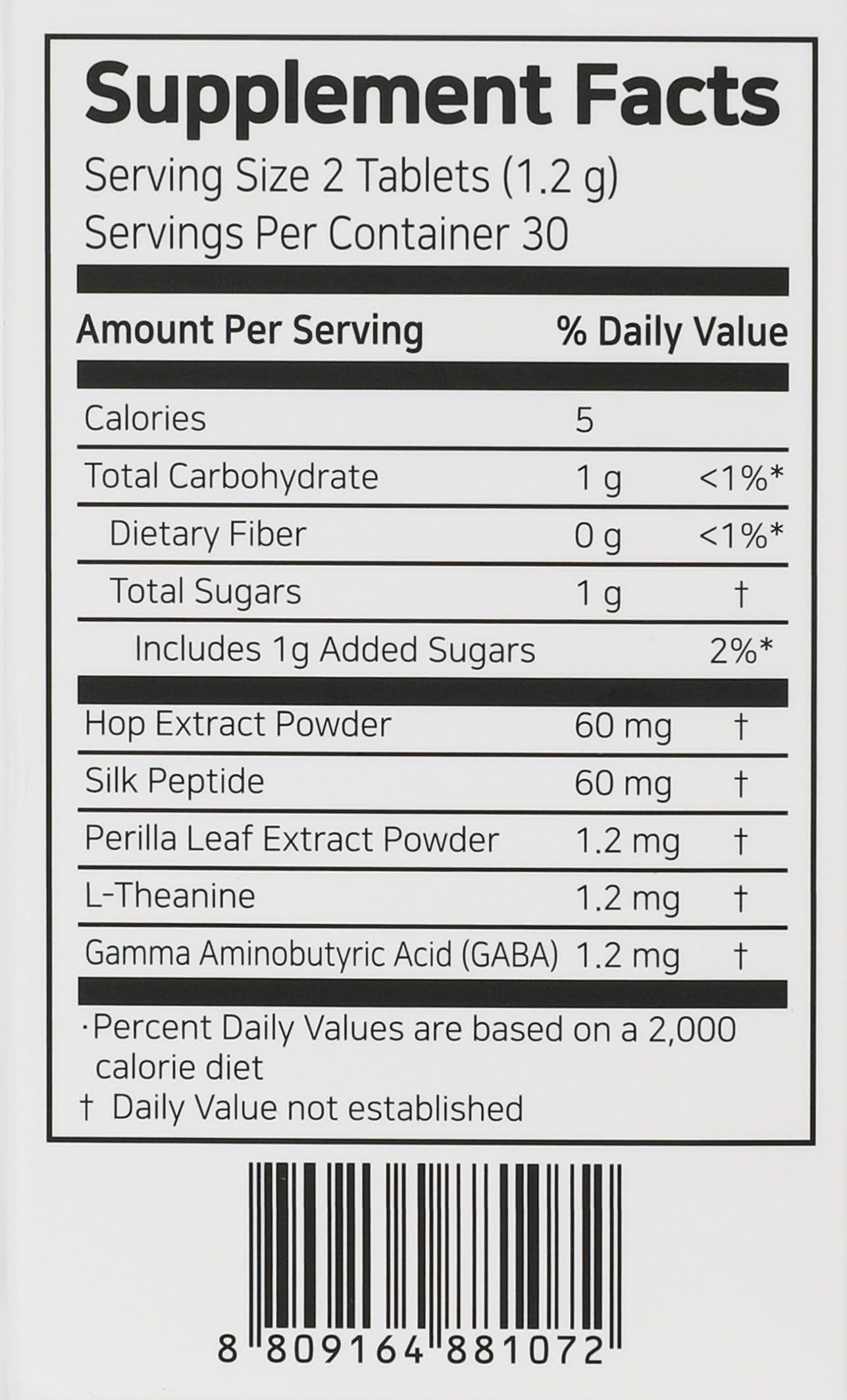 Hanbiogen SleepRest+ Night Melatonin-Free Sleep Supplement with Naturally Derived Hop Extract, Silk Peptide, Perilla Leaf Extract, L-Theanine & GABA - Fast-Acting, Non-Habit-Forming Formula, 60 Tablets