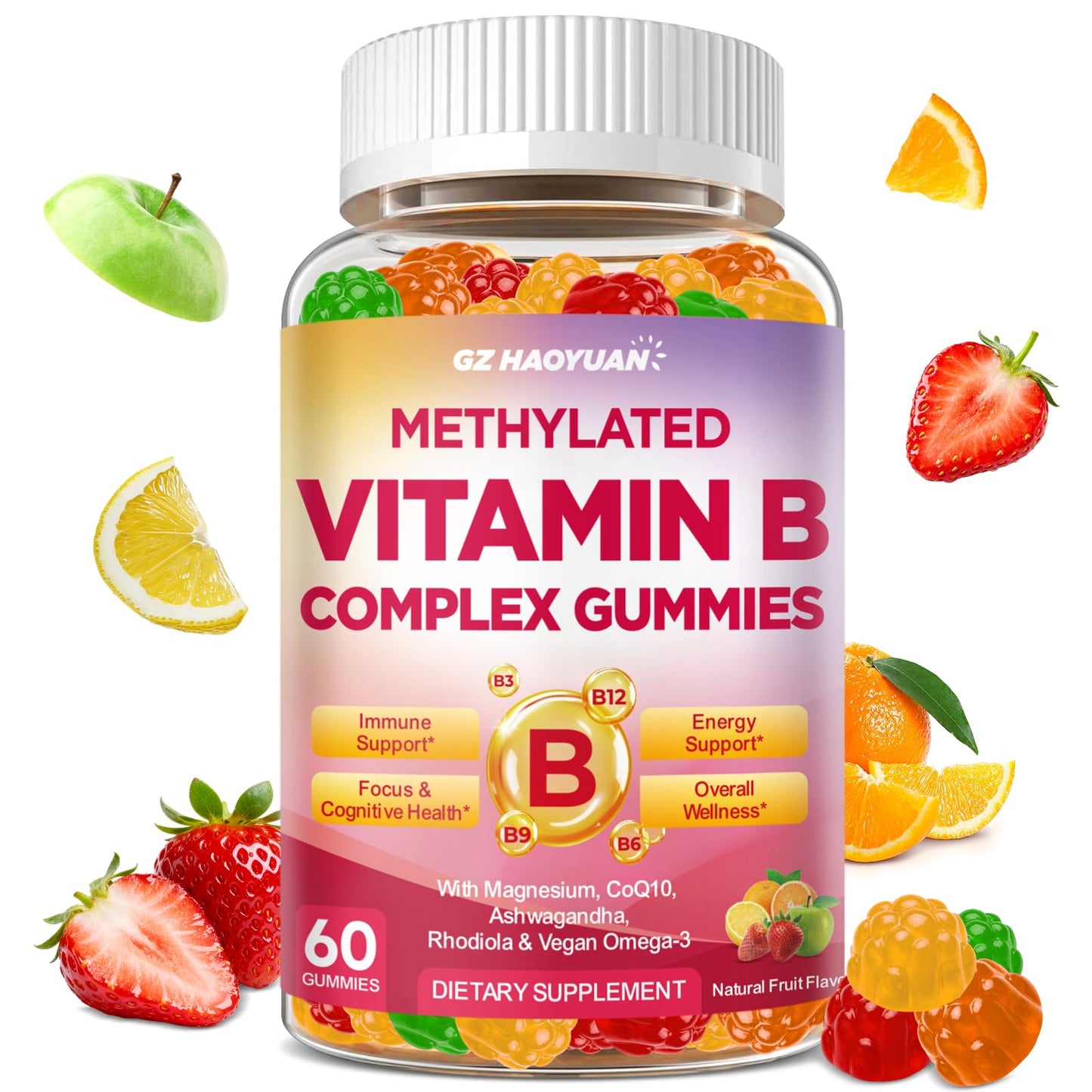 GZ HAOYUAN Methylated Vitamin B Complex Gummies, 60-count