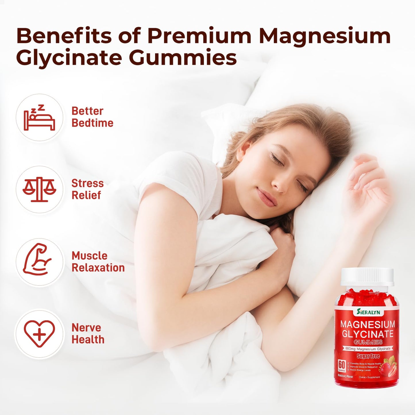 Sieralyn Magnesium Glycinate Gummies 600mg, 60 Count