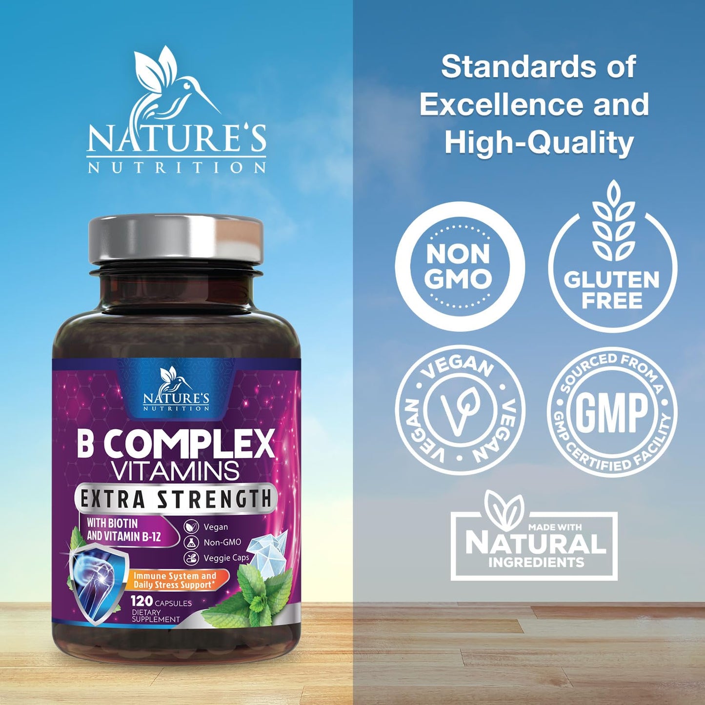 Nature's Nutrition B Complex Vitamins Capsule, 120 Capsules