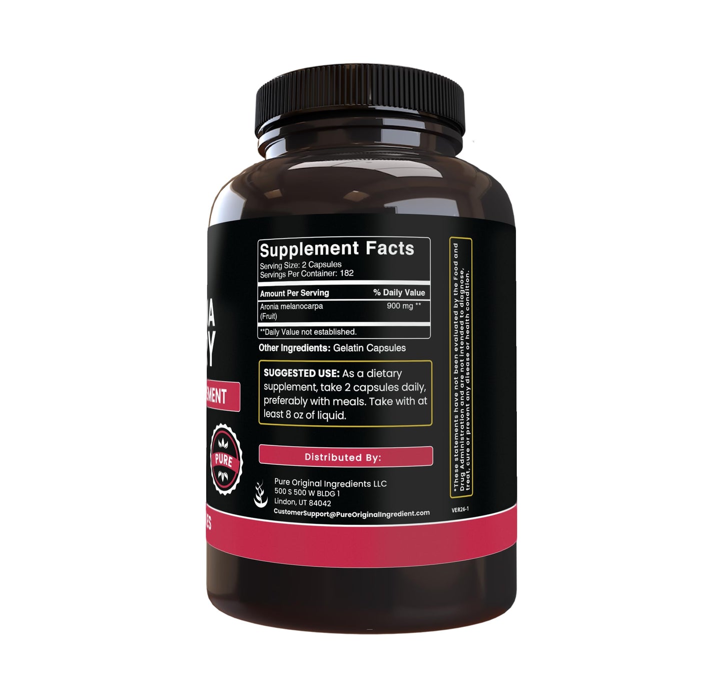 PURE ORIGINAL INGREDIENTS Aronia Berry Extract Capsule 365 Count