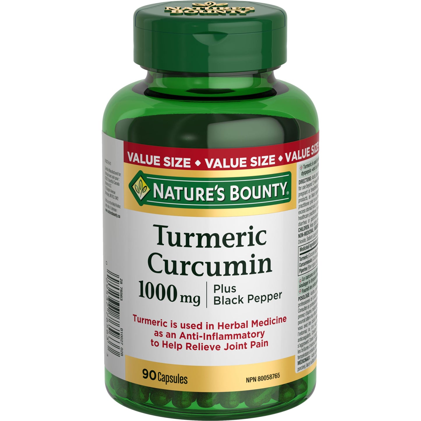 Nature's Bounty Turmeric Curcumin 1000mg Plus Black Pepper Capsules 90