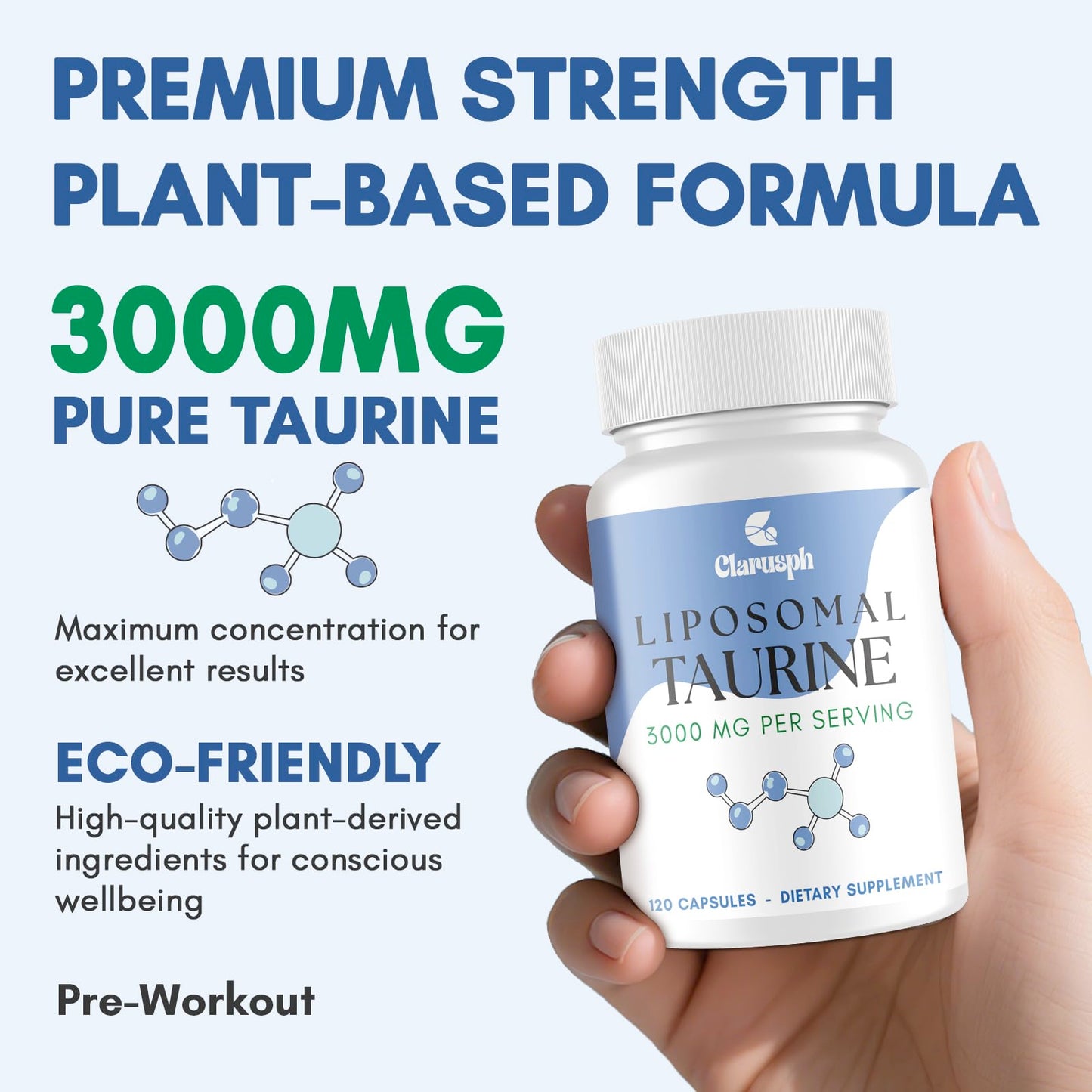 Clarusph Liposomal Taurine 3000mg Capsules, 240 Count