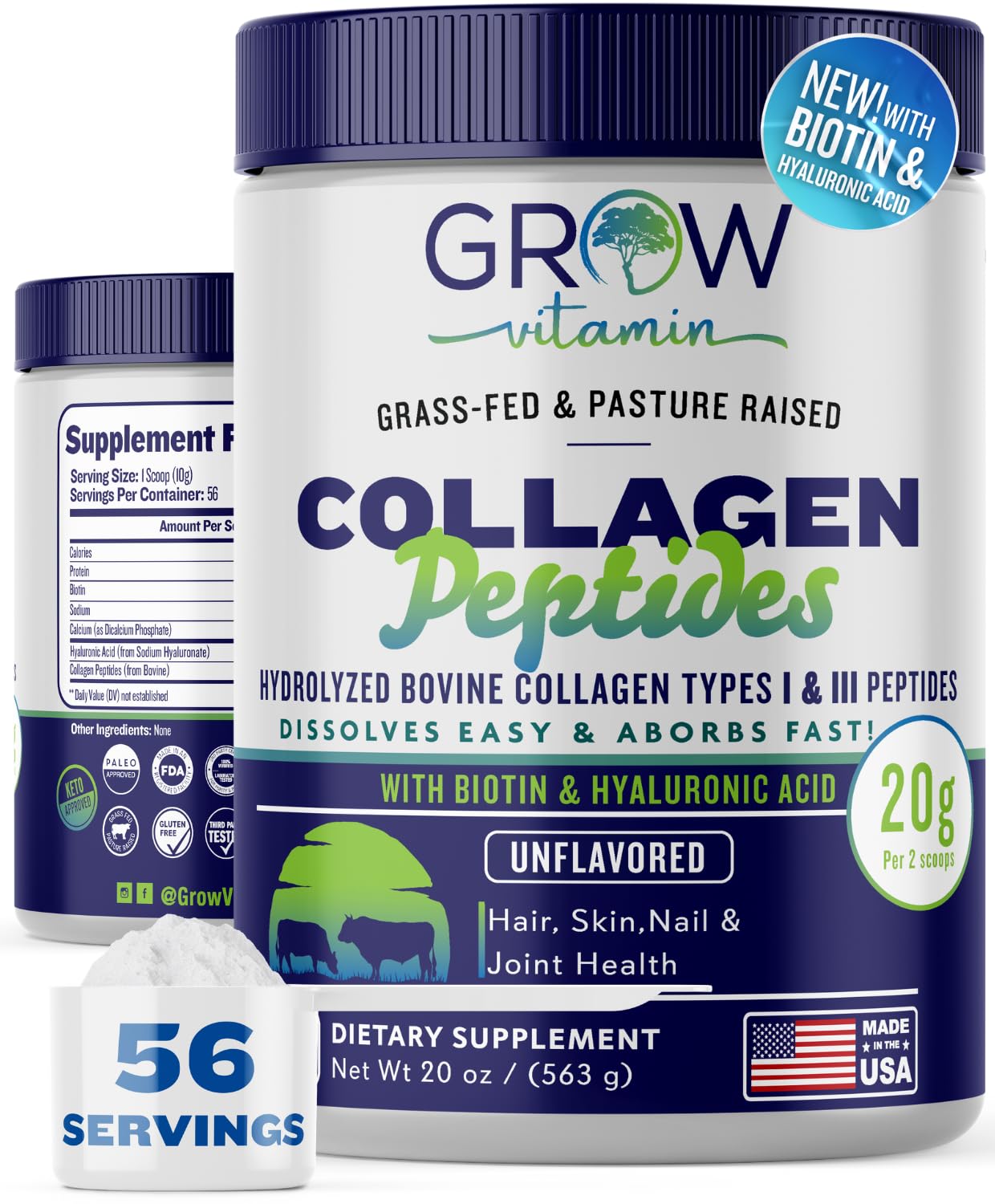 Grow Vitamin Collagen Peptides Powder 20g