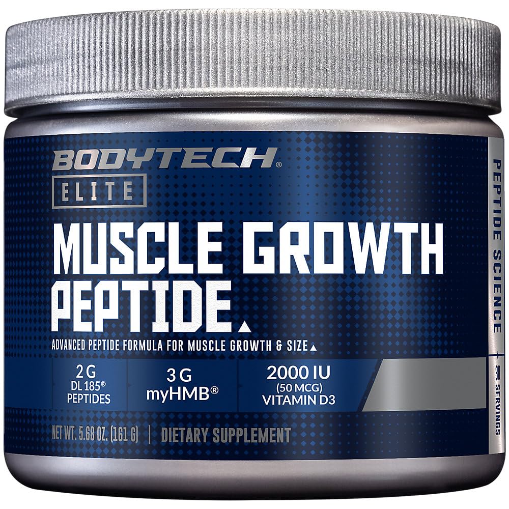 BodyTech Muscle Growth Peptide Powder with DL 185 Peptides (Dileucine) and myHMB, Unflavored