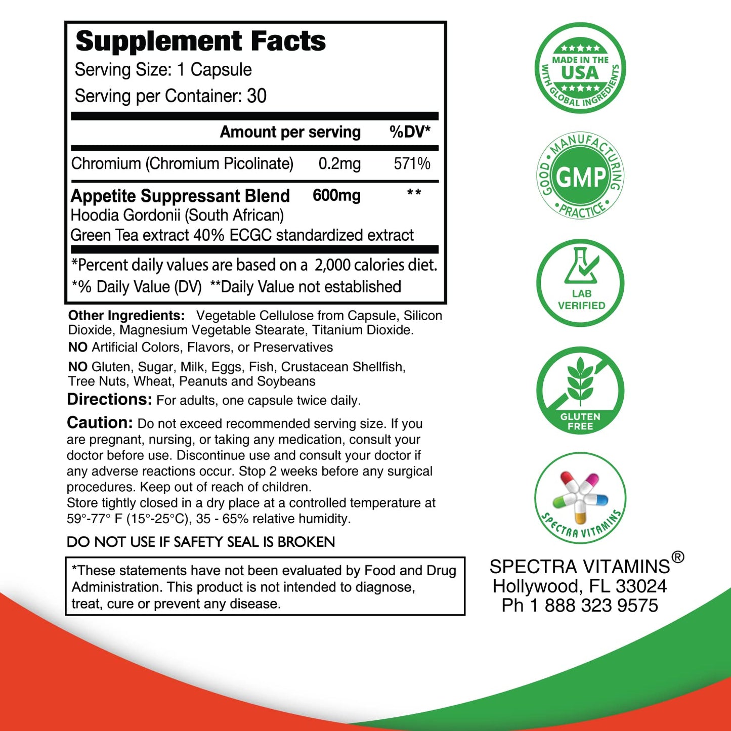Spectra Vitamins Appetite Suppressant Capsule 30 Capsules