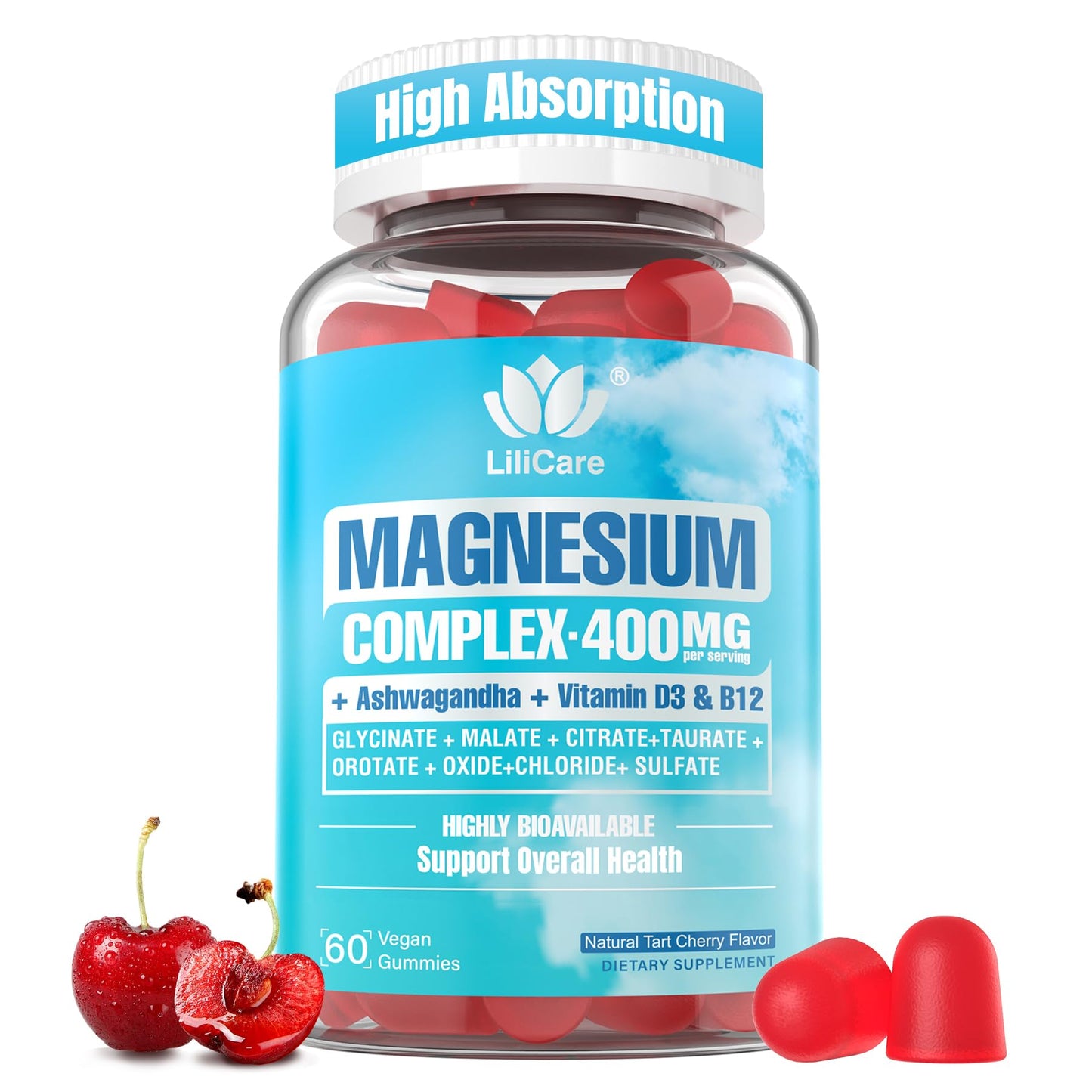 LILICARE Sugar Free Magnesium Complex Gummies 60 Count