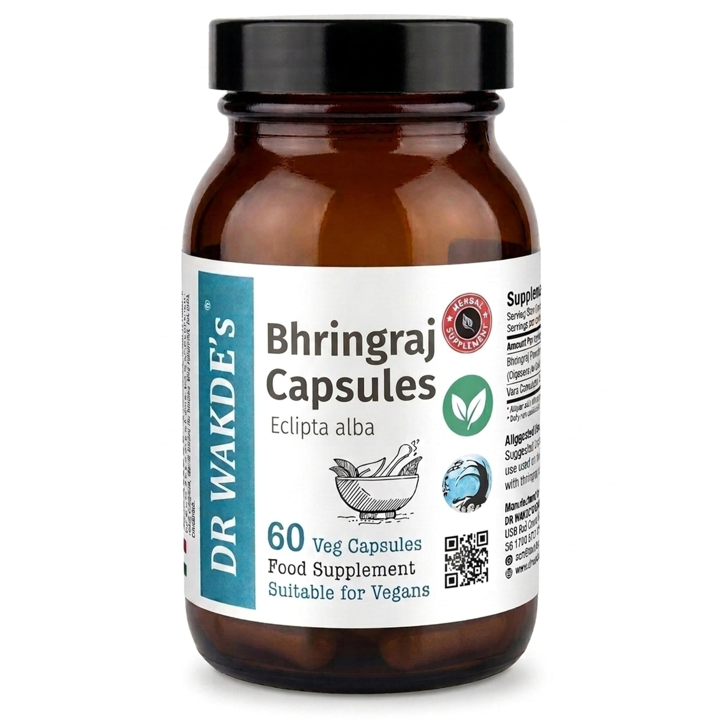 DR WAKDE's Bhringraj Capsules for Hair Growth & Liver Support, Eclipta Alba, 1 Capsule