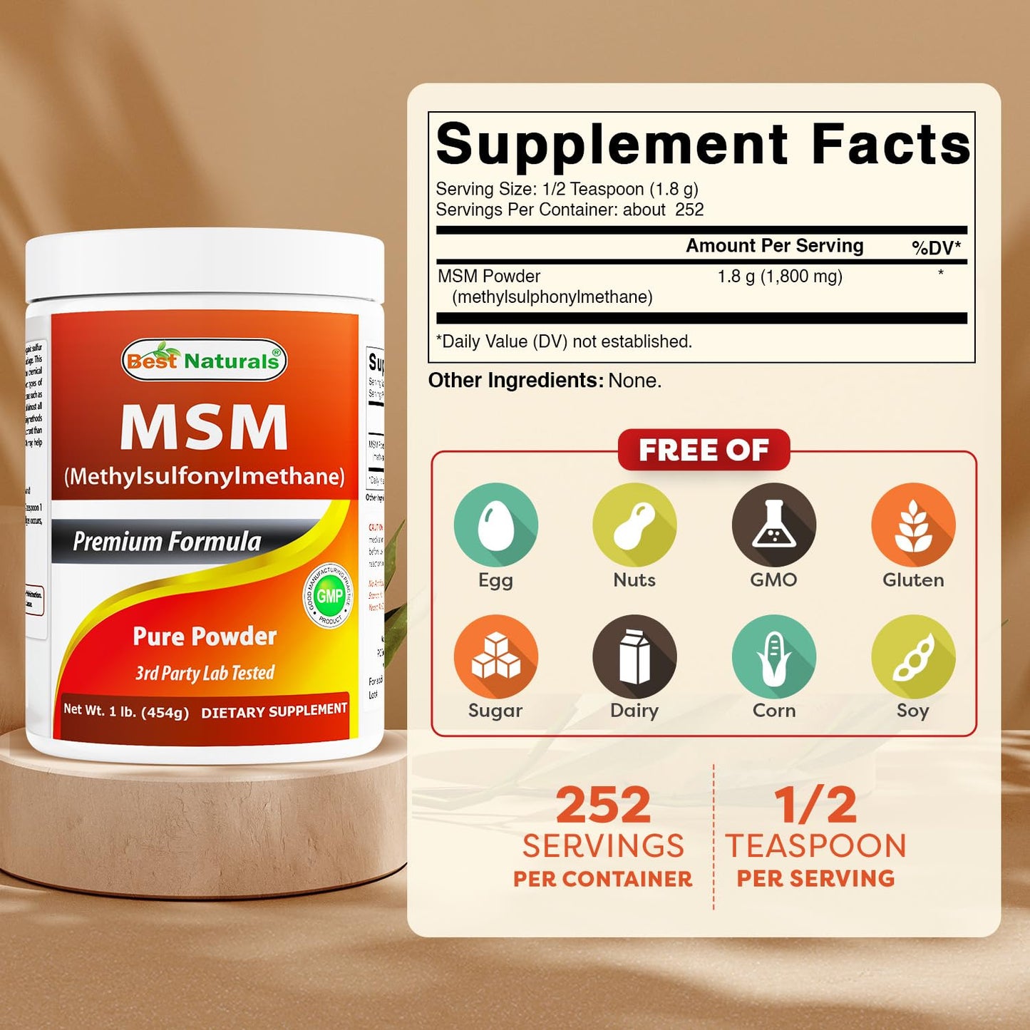 Best Naturals MSM Powder, 16 oz