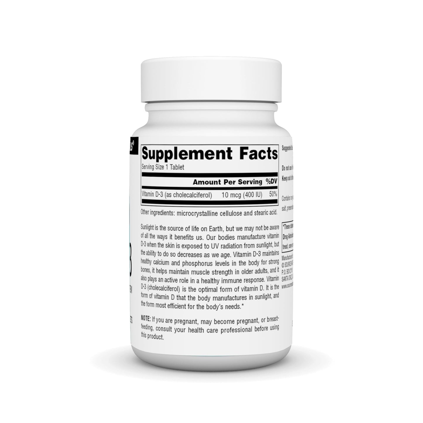 Source Naturals Vitamin D-3 400 IU Tablets, 200 Tablets