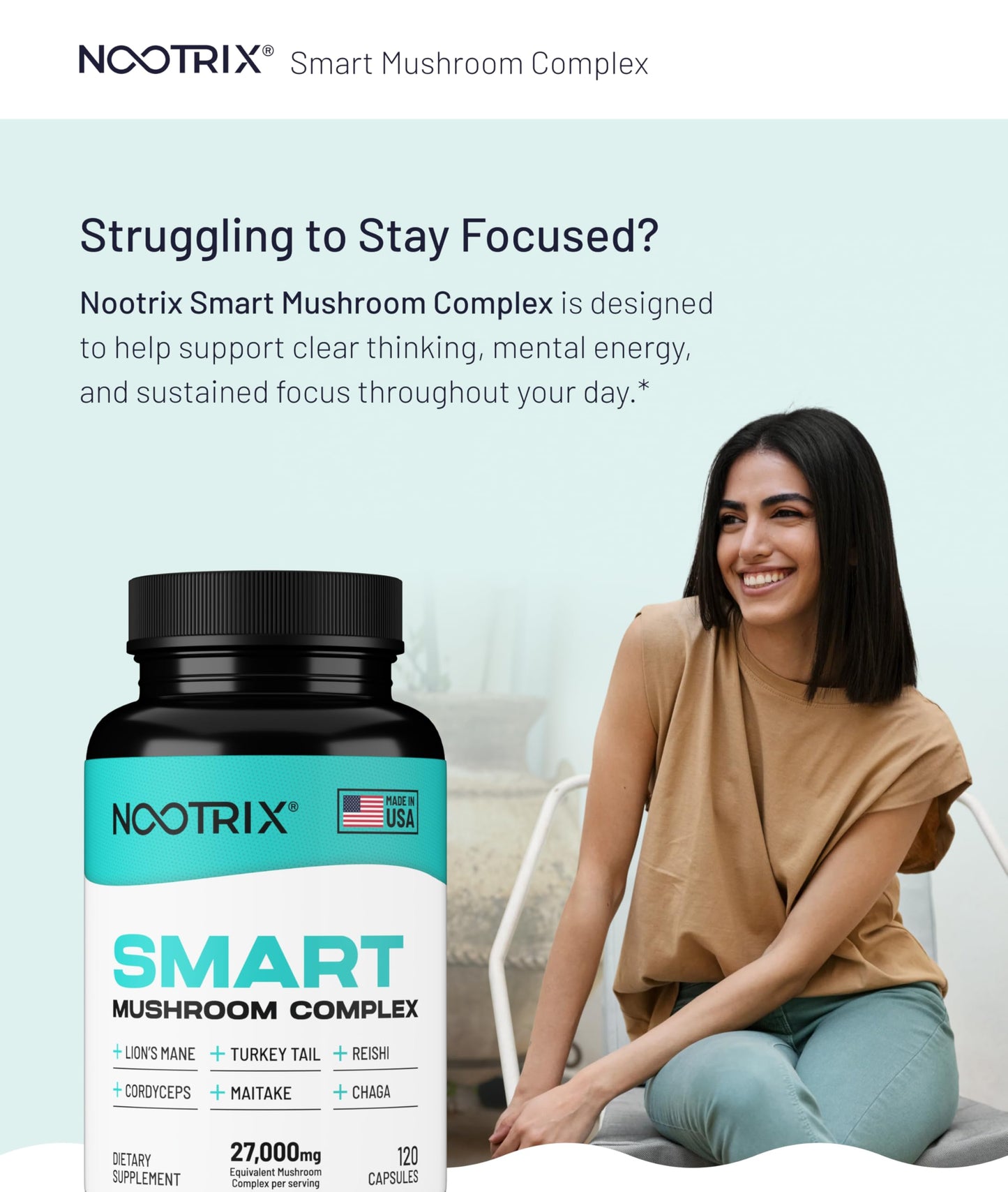 Nootrix Smart Mushrooms Complex Capsule, 120 Count
